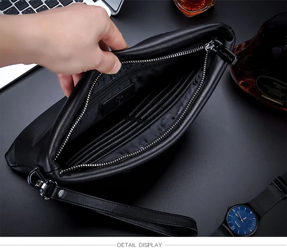 BULLCAPTAIN Men’s Soft Leather Handbag Business Travel Hand Bag