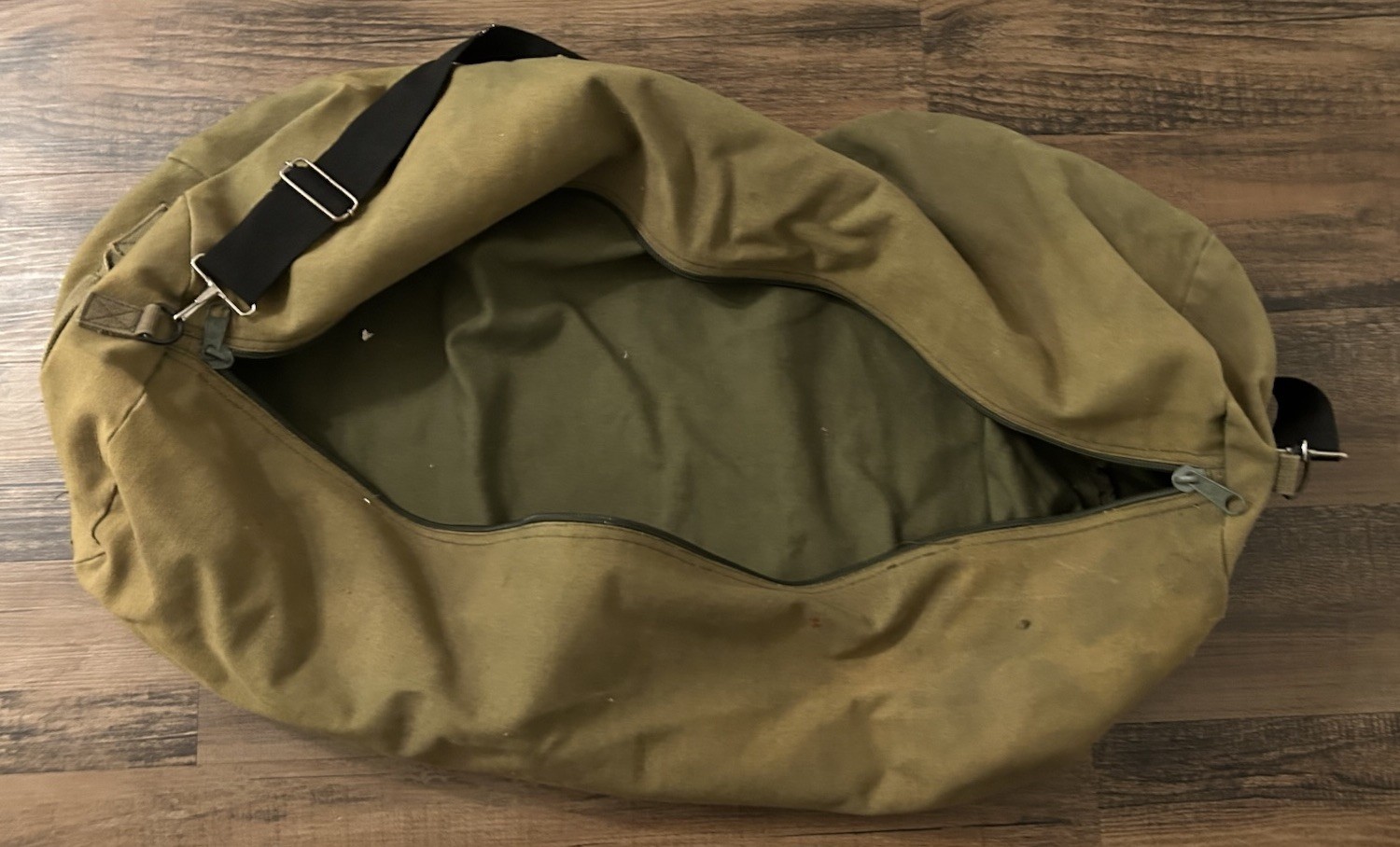 Large Side Zipper Duffle Bag Heavy Duty Cotton Canvas Military Army Green Faded