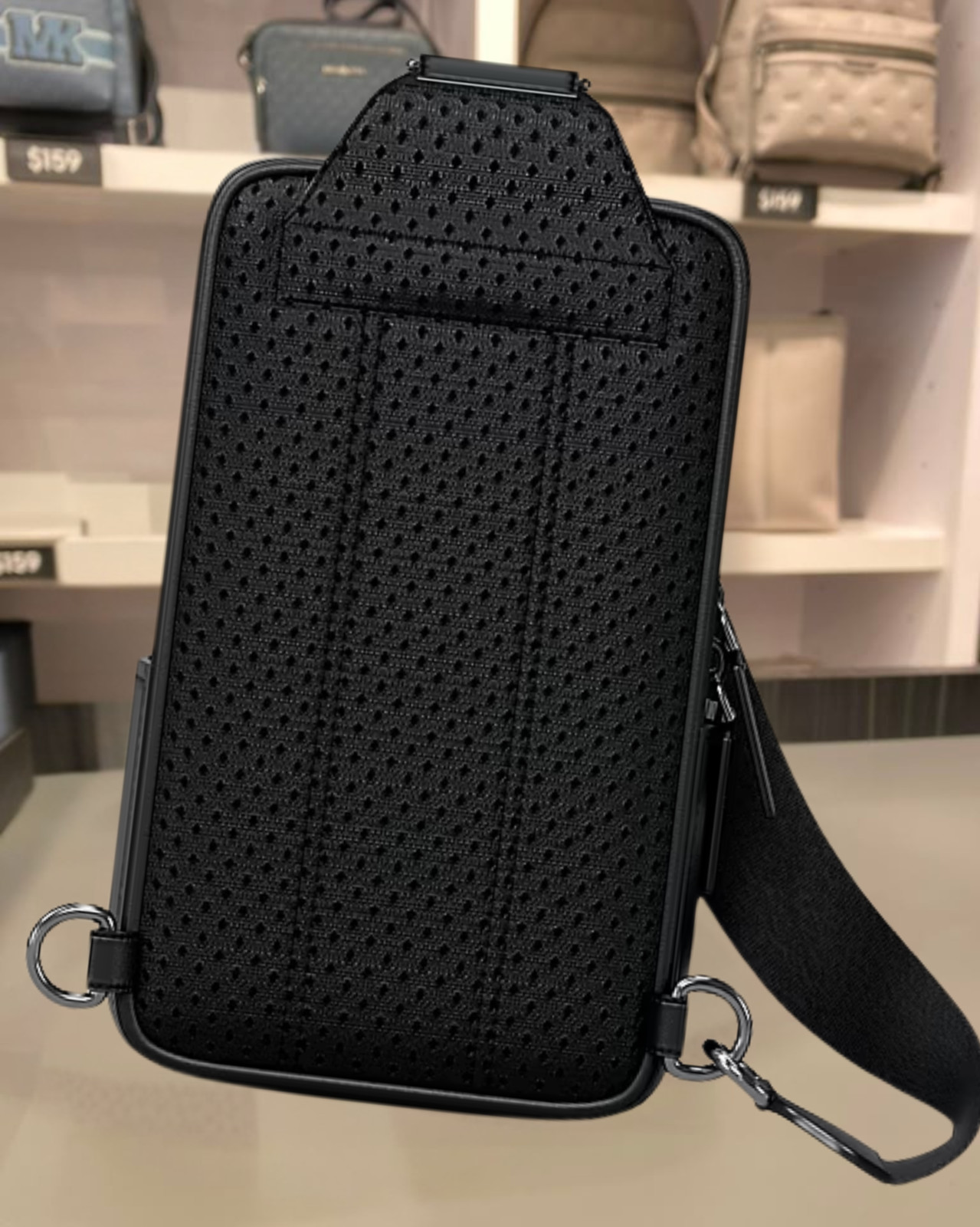 Michael Kors Cooper Medium Pebbled Leather Sling Pack Black Men Crossbody