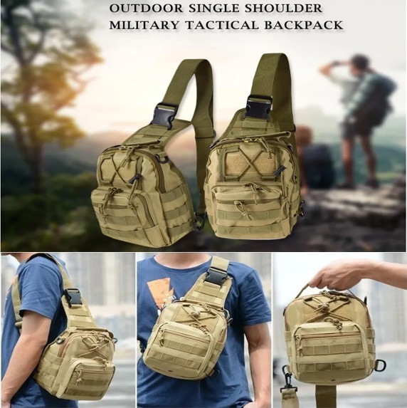 Mens Backpack Tactical Sling Shoulder Bag Molle Travel Chest Pack Outdoor Hiking