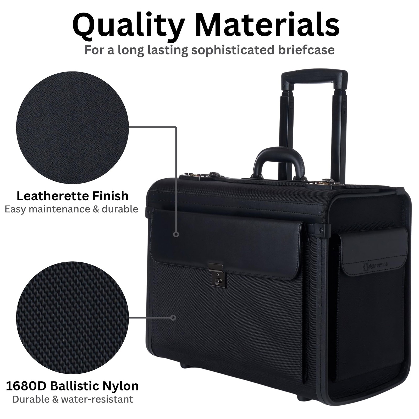 Rolling 17″ Laptop Briefcase on Wheels Attache Lawyers Case Legal Size Black