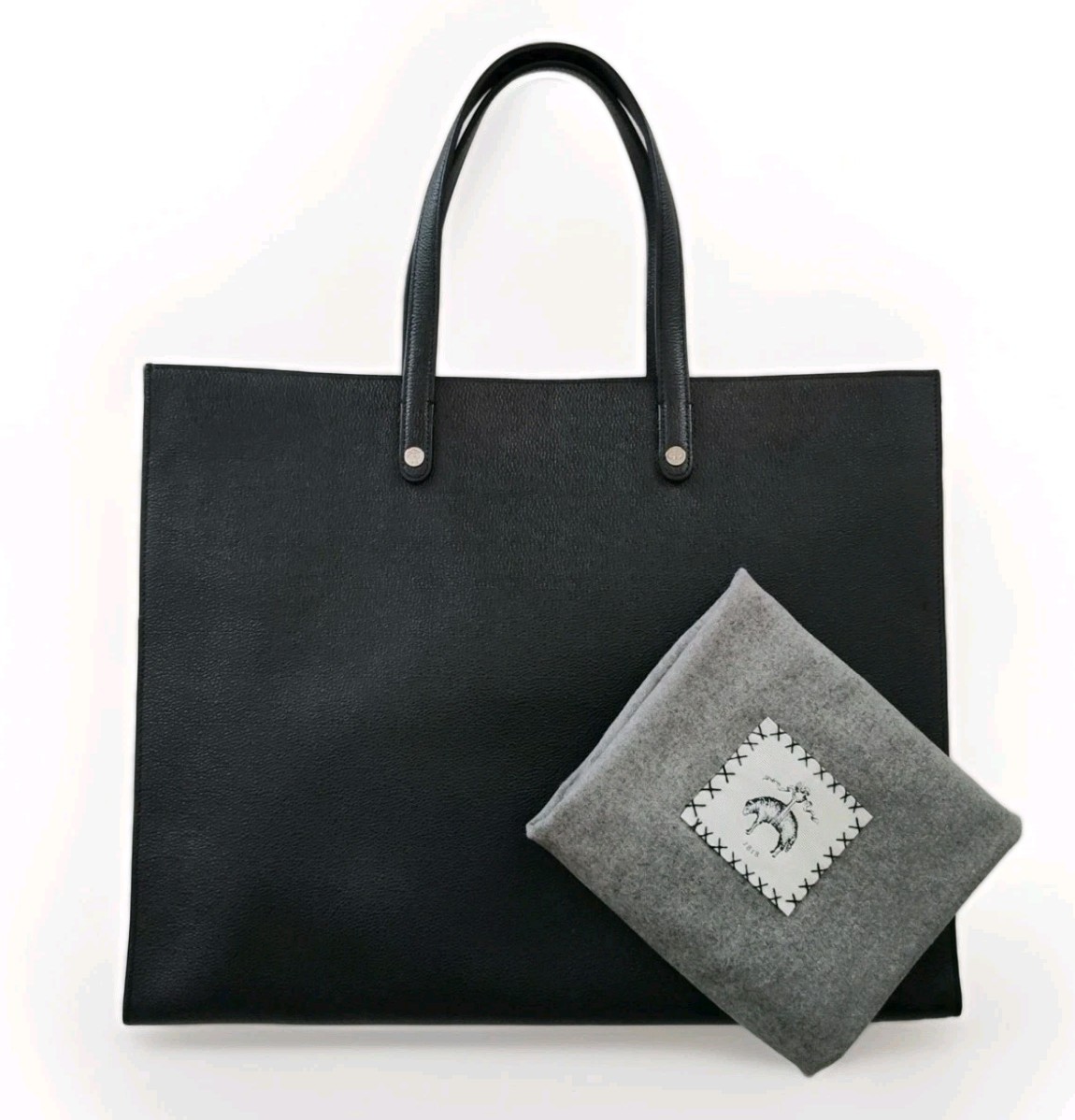 Excellent XL Thom Browne Brooks Brothers Leather Tote Portfolio Bag Black Fleece