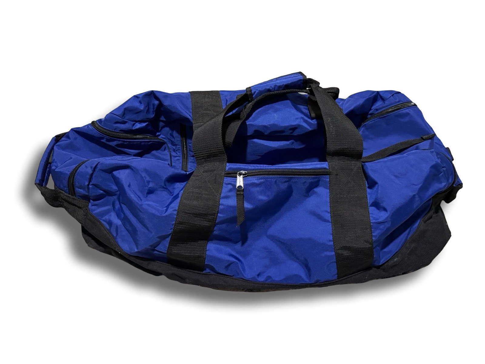 LL Bean Duffle Bag Medium Adventure Royal Blue/Black Travel Gym Nylon 05382 VTG