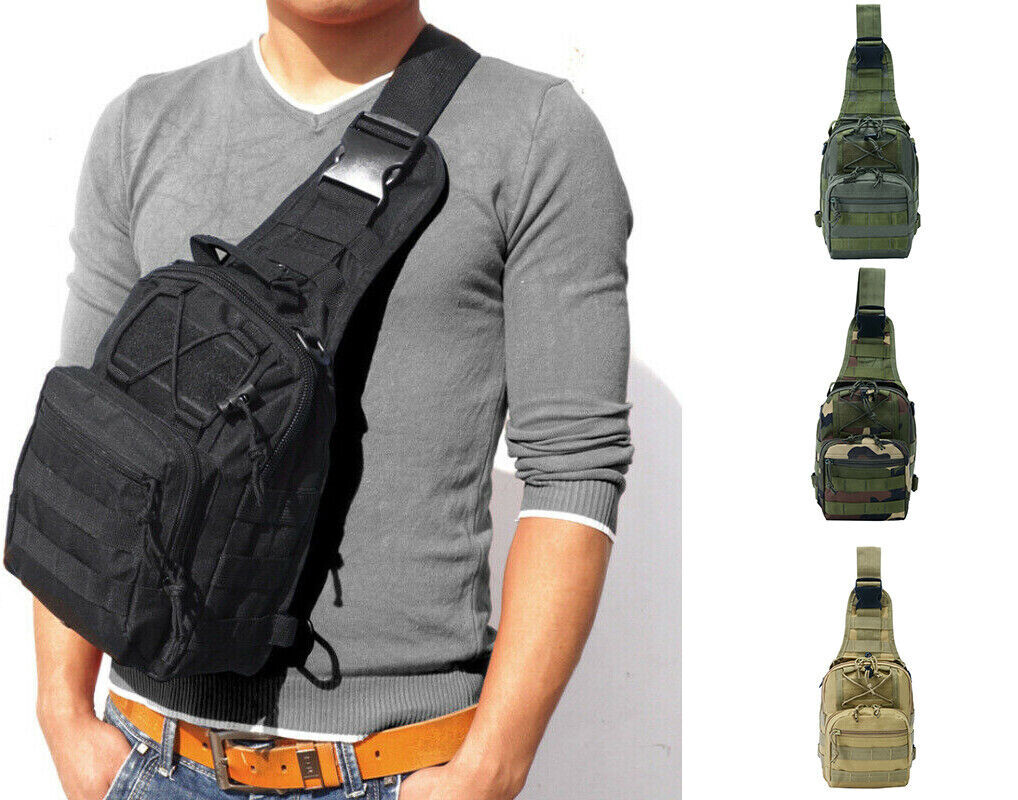 Men Backpack Tactical Sling Bag Chest Shoulder Fanny Pack Cross Body Molle Pouch