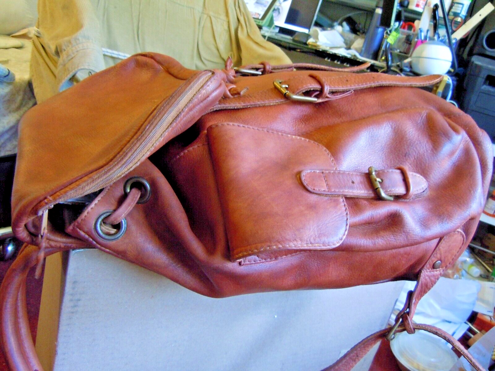 ELLINGTON Vintage Authentic Saddle Brown Leather large Backpack Bag