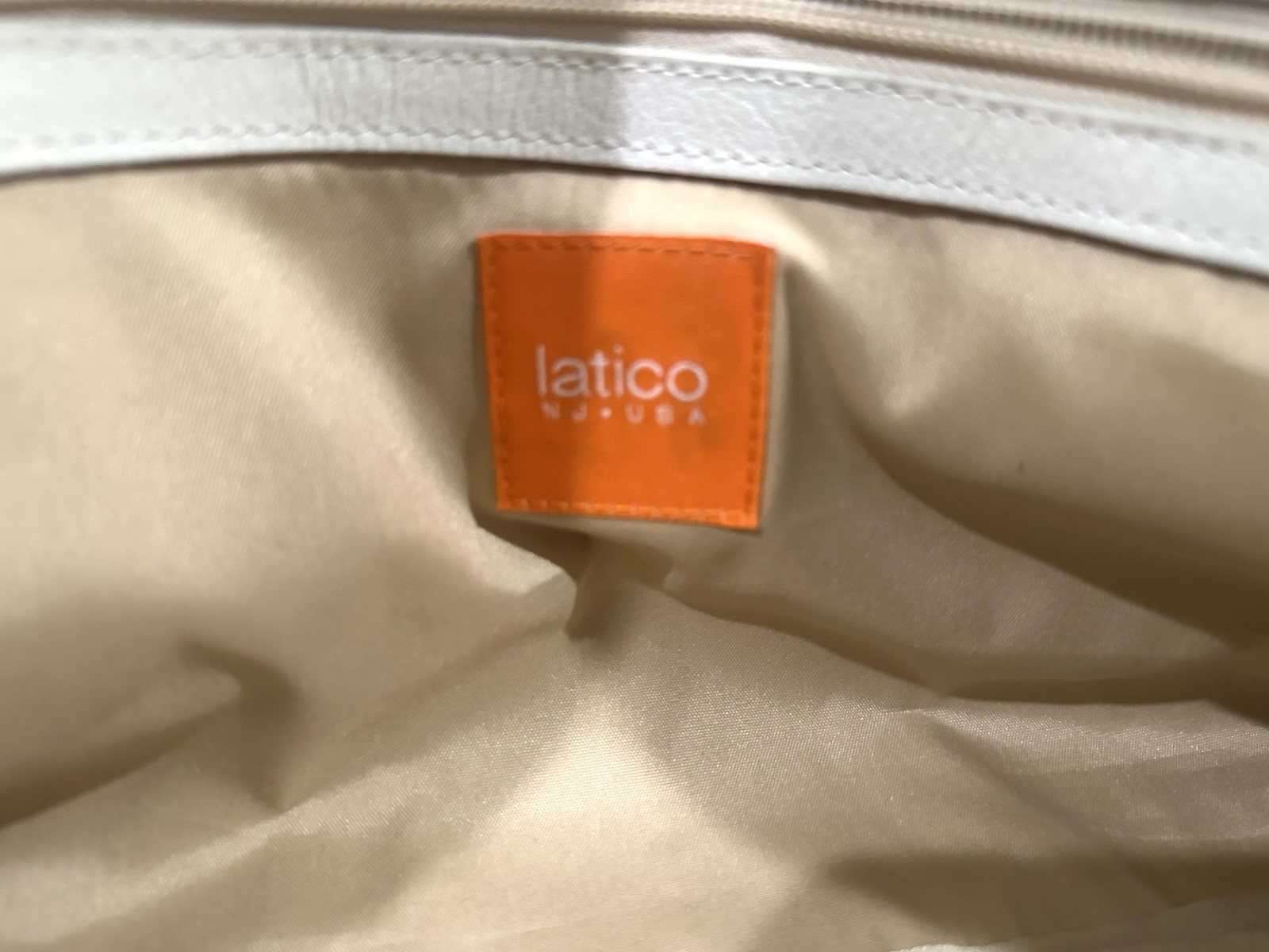 Latico NJ 22” Leather Retro Duffel Weekender Bag White w Pink Bowling Stripes
