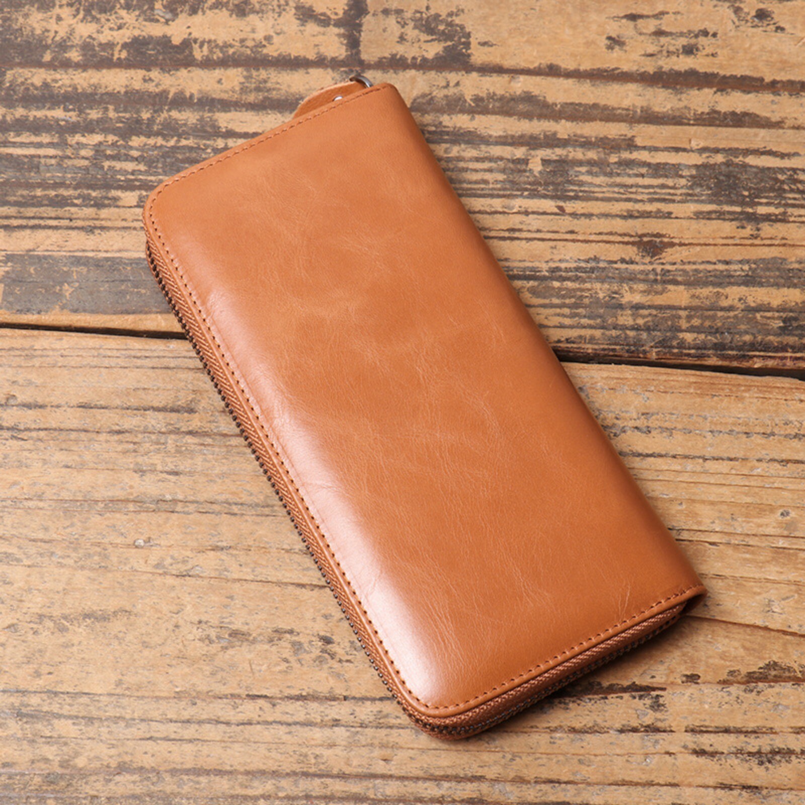 Mens Leather Zip Around Wallet RFID Blocking Long Card Holder Large Capacity