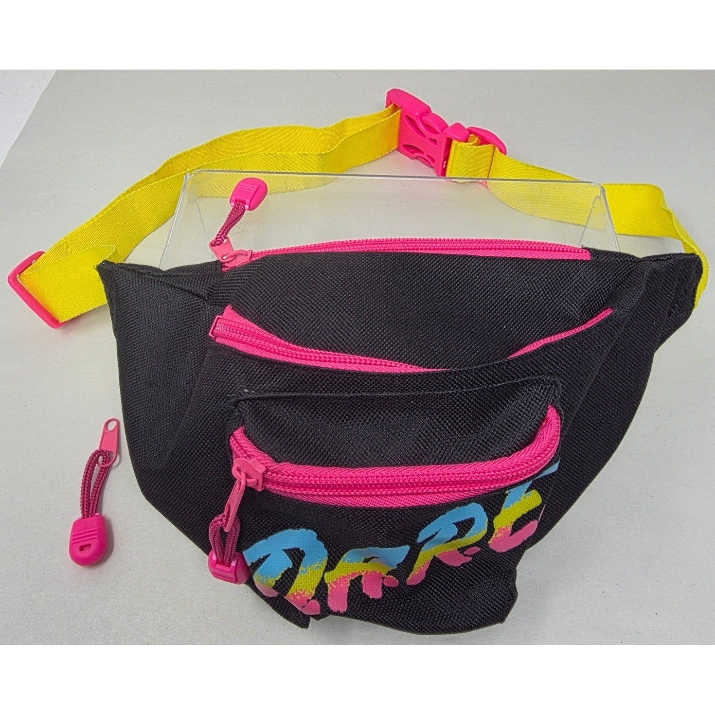 Tipsy Elves DARE Fanny Pack Unisex OS Blk Pink Neon Retro 80/90s Waist Bag Good