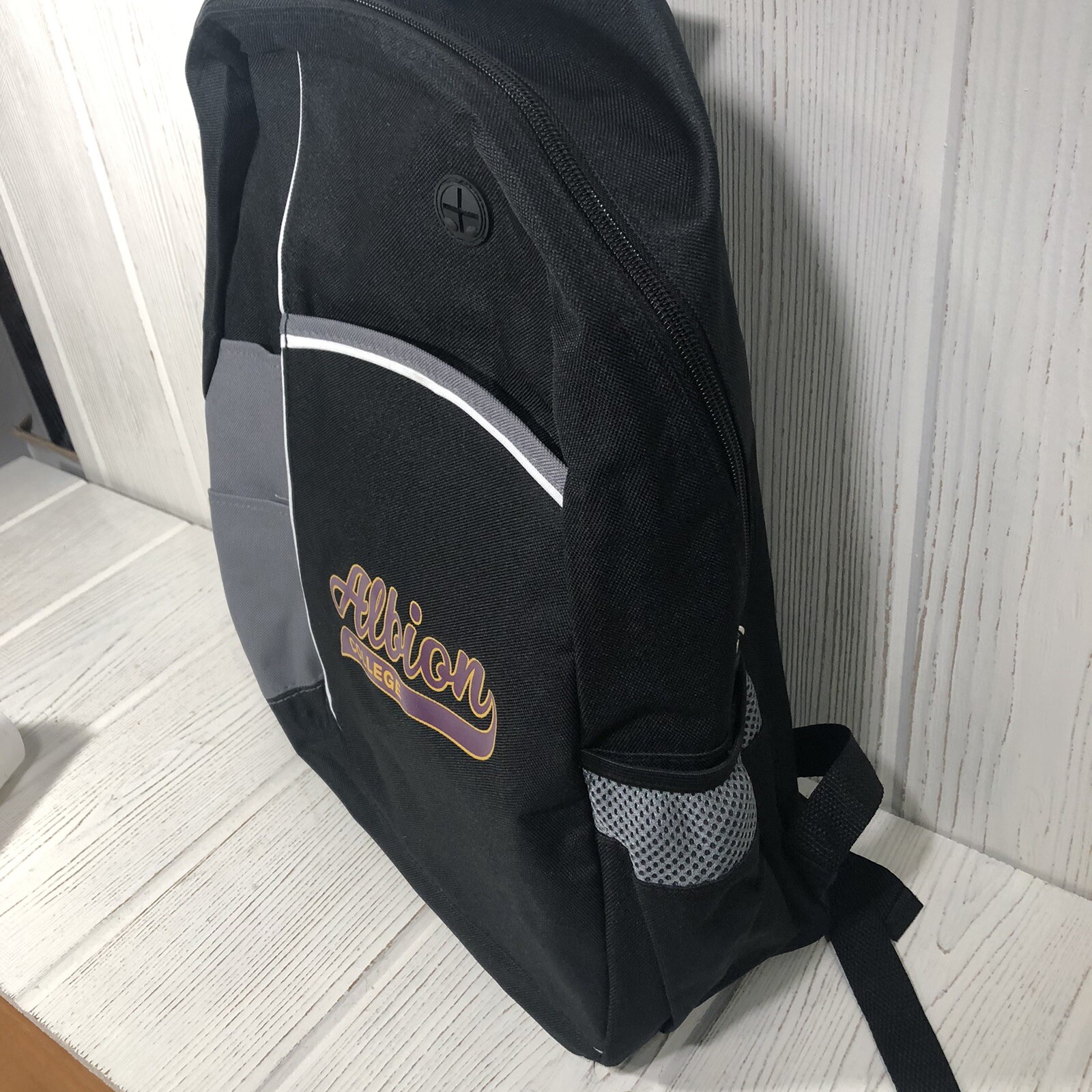 Albion College Unisex Backpack Logo Black Gray