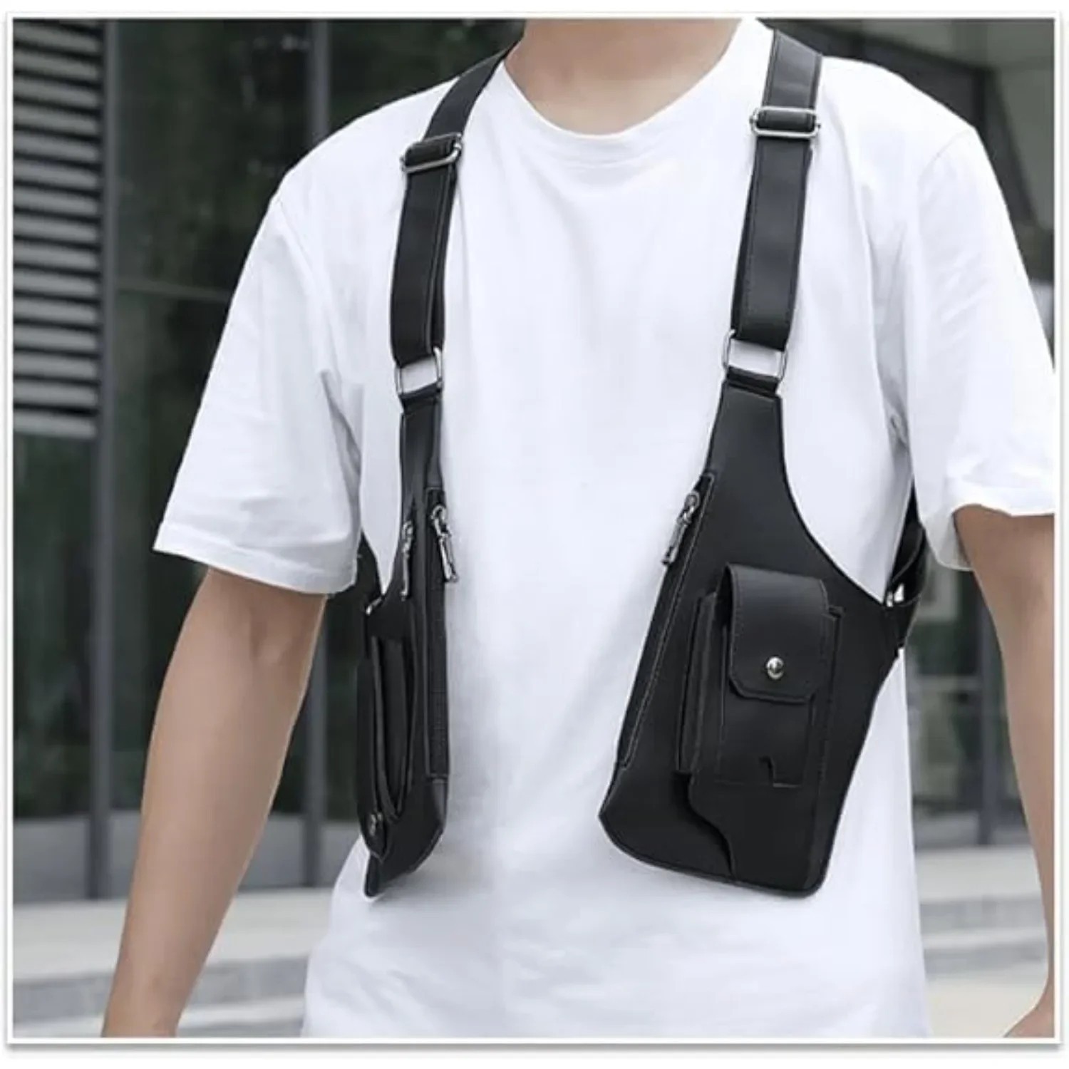 Adjustable Anti-Theft Underarm Shoulder Bag PU Leather Wallet Holster Bag