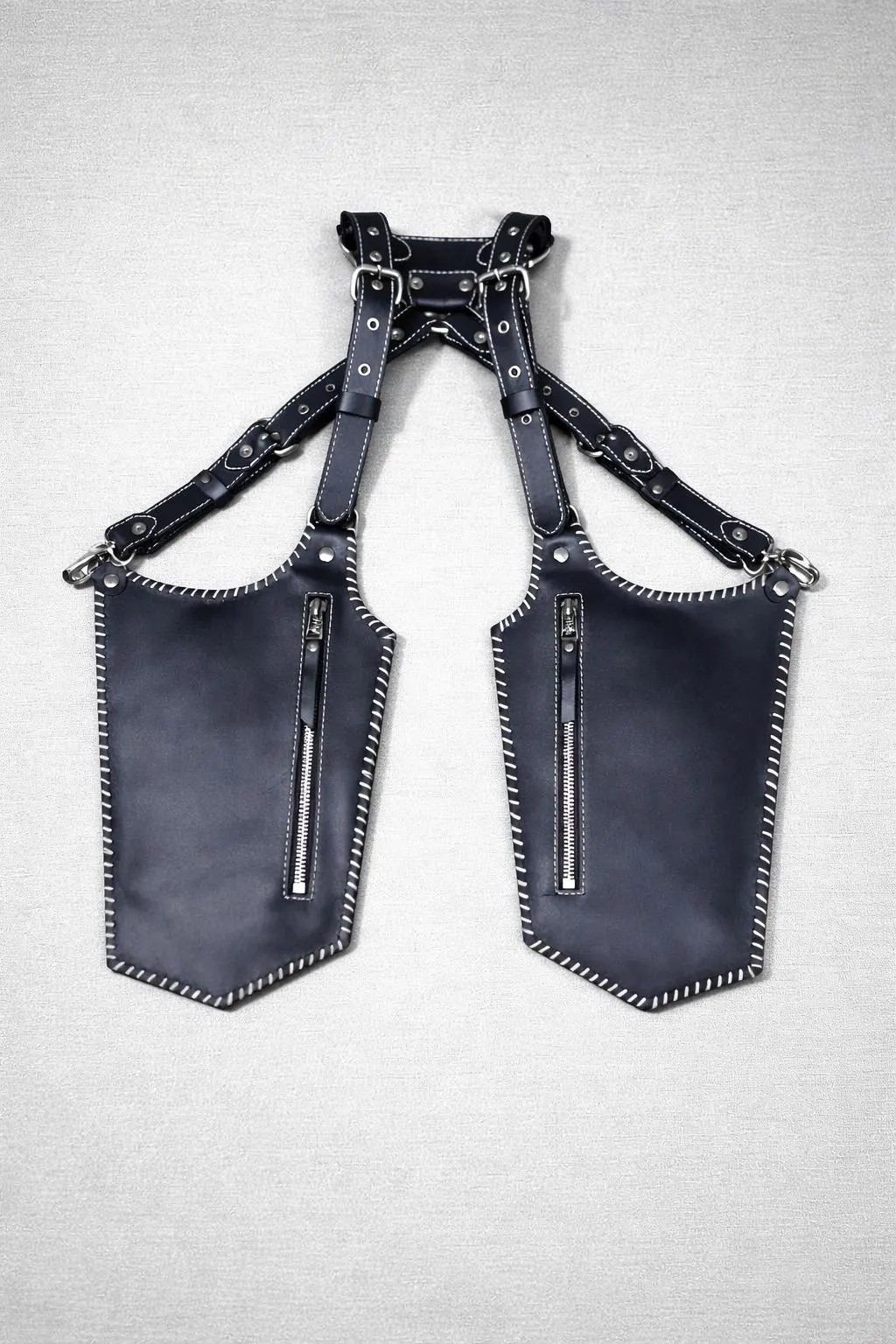 Mobile Holster Adjustable Harness with Zippered-Bags, Vintage Shoulder Holster