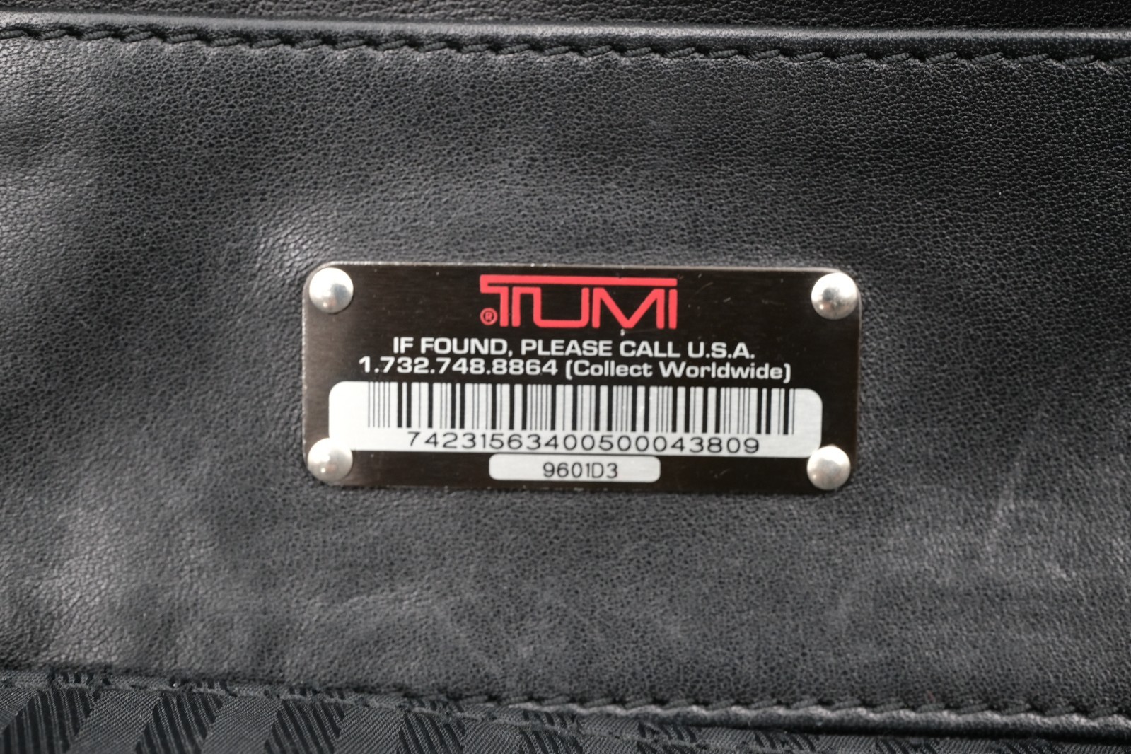 TUMI Alpha Black Leather Laptop Business Commuter Bag 9601D3