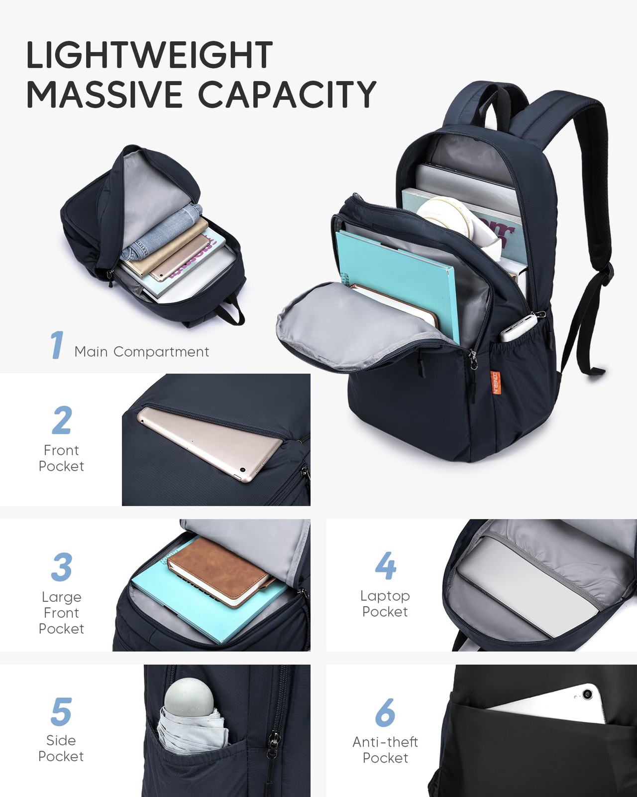 40x30x15cm Personal Bag Travel Backpack Carry On Flight Approved with Anti-Th…