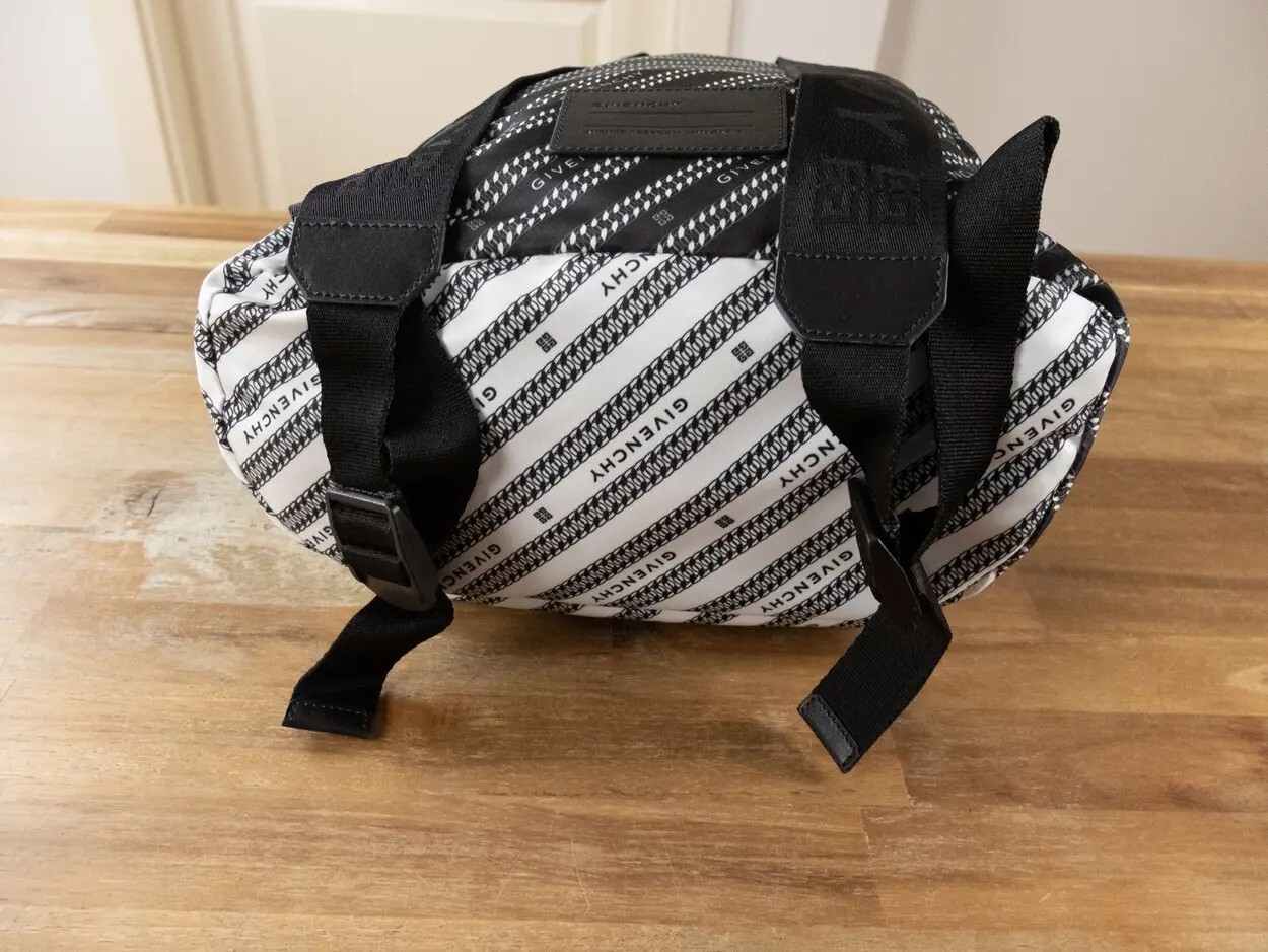 (NO CUSTOMS TAX) GIVENCHY black & white Light 3 nylon striped logo backpack NWT