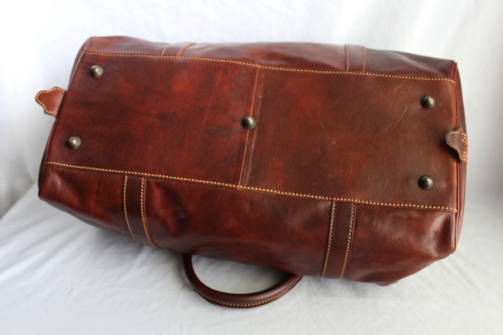 Genuine Leather Duffle Bag Brown Made In Italy Travel Bag 21”x10”x10”