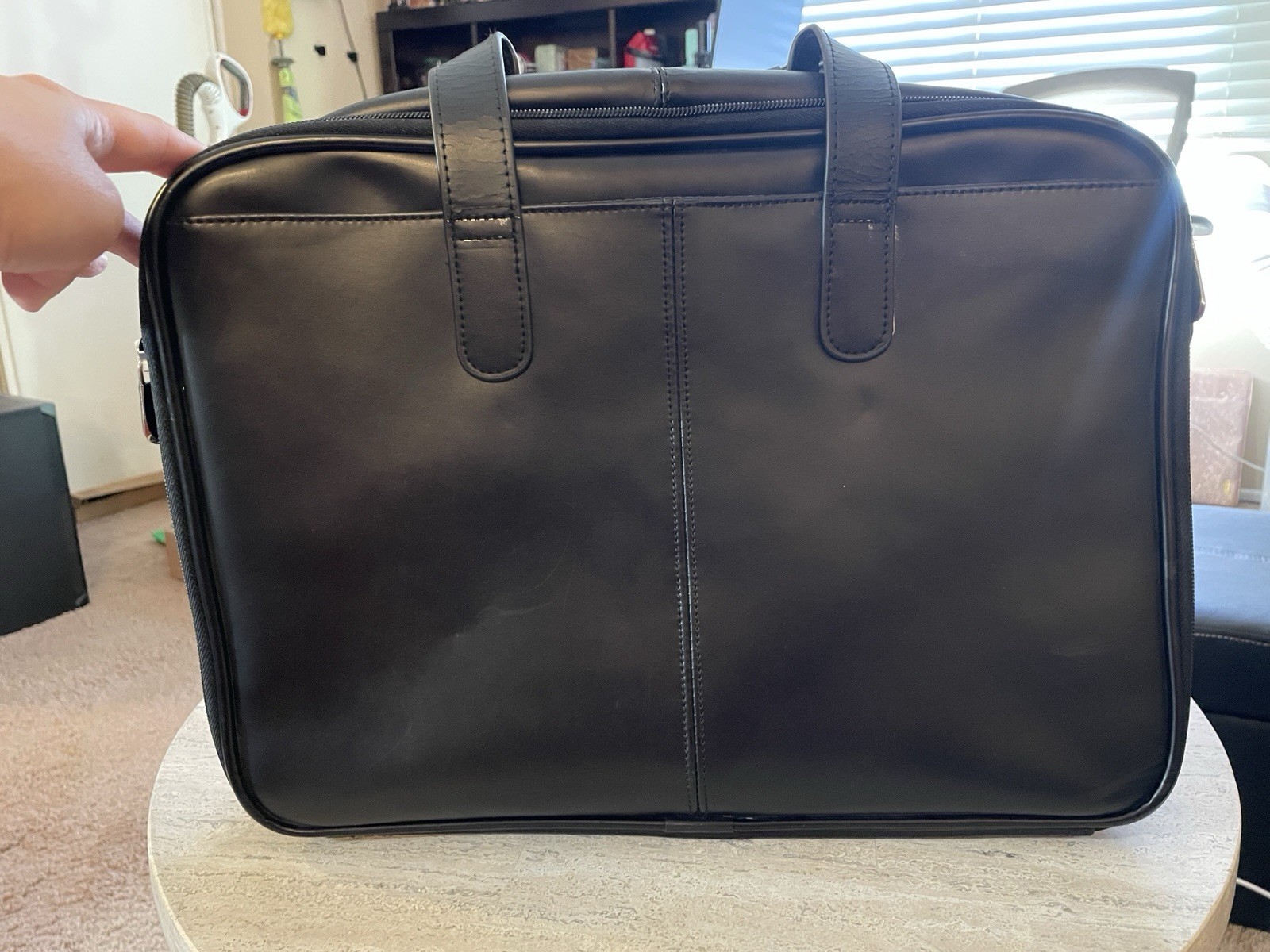 NWT Alpine Swiss Leather Laptop Briefcase Messenger Bag Black