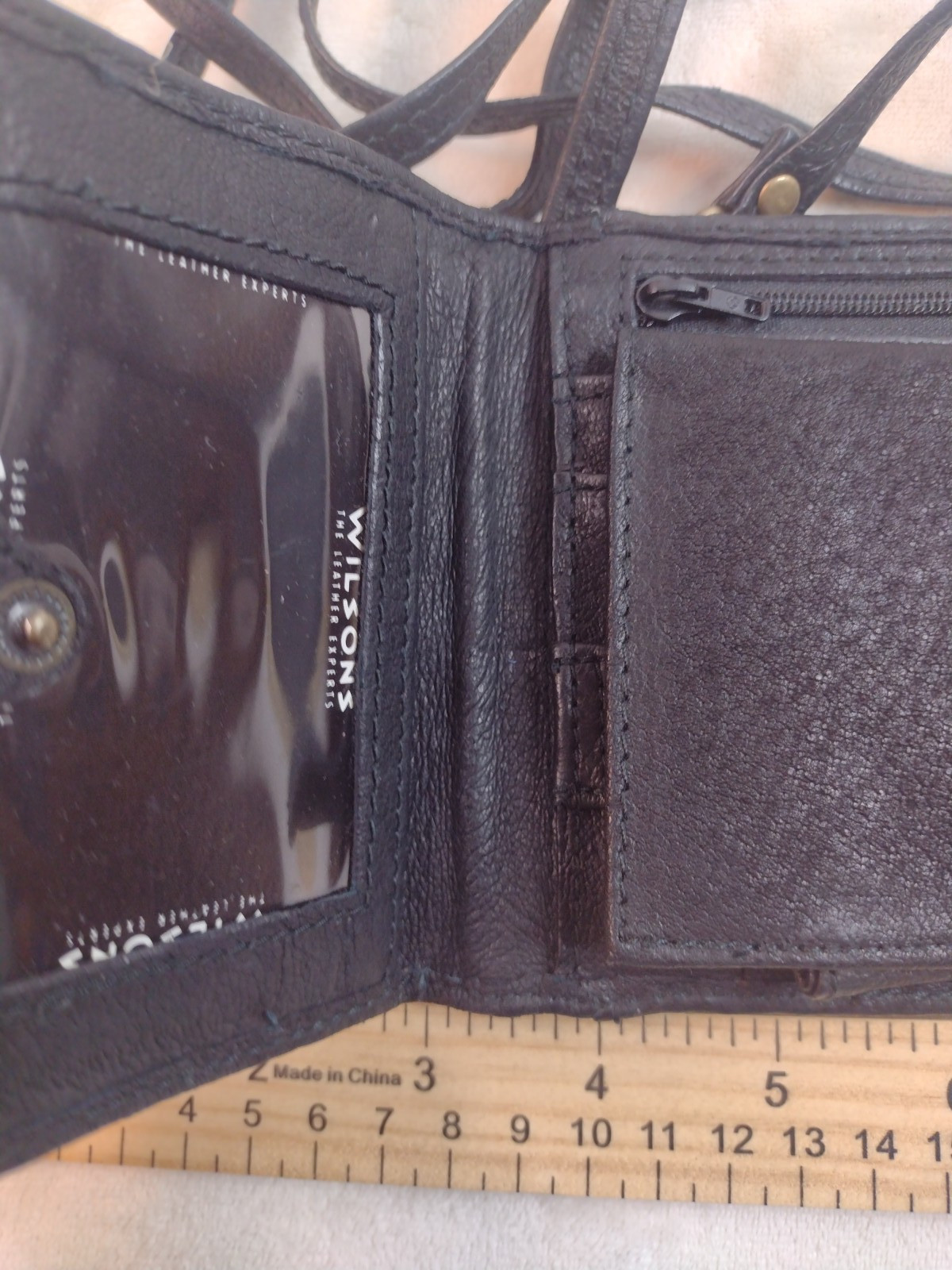 WILSONS LEATHER Crossbody Purse Wallet Phone Checkbook Travel Organizer Black