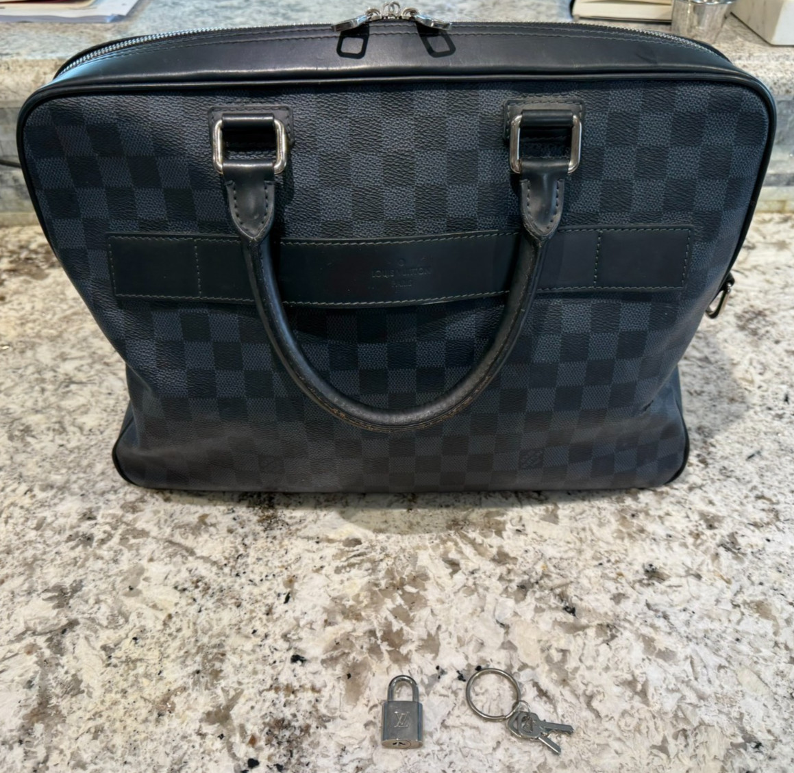Louis Vuitton Damier Graphite Porte Documents Business Black and Blue Bag Spain