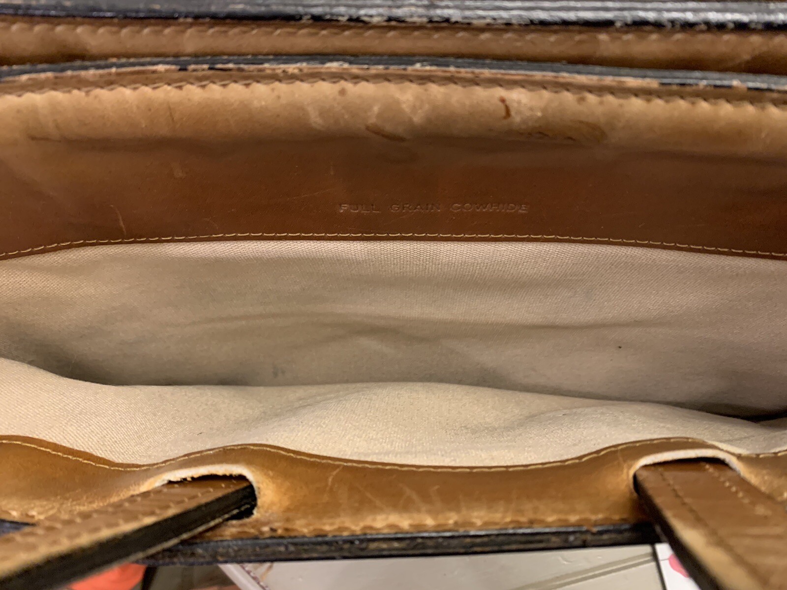 SCHLESINGER Brothers Vintage Cowhide Leather Briefcase Portfolio Brown Camel