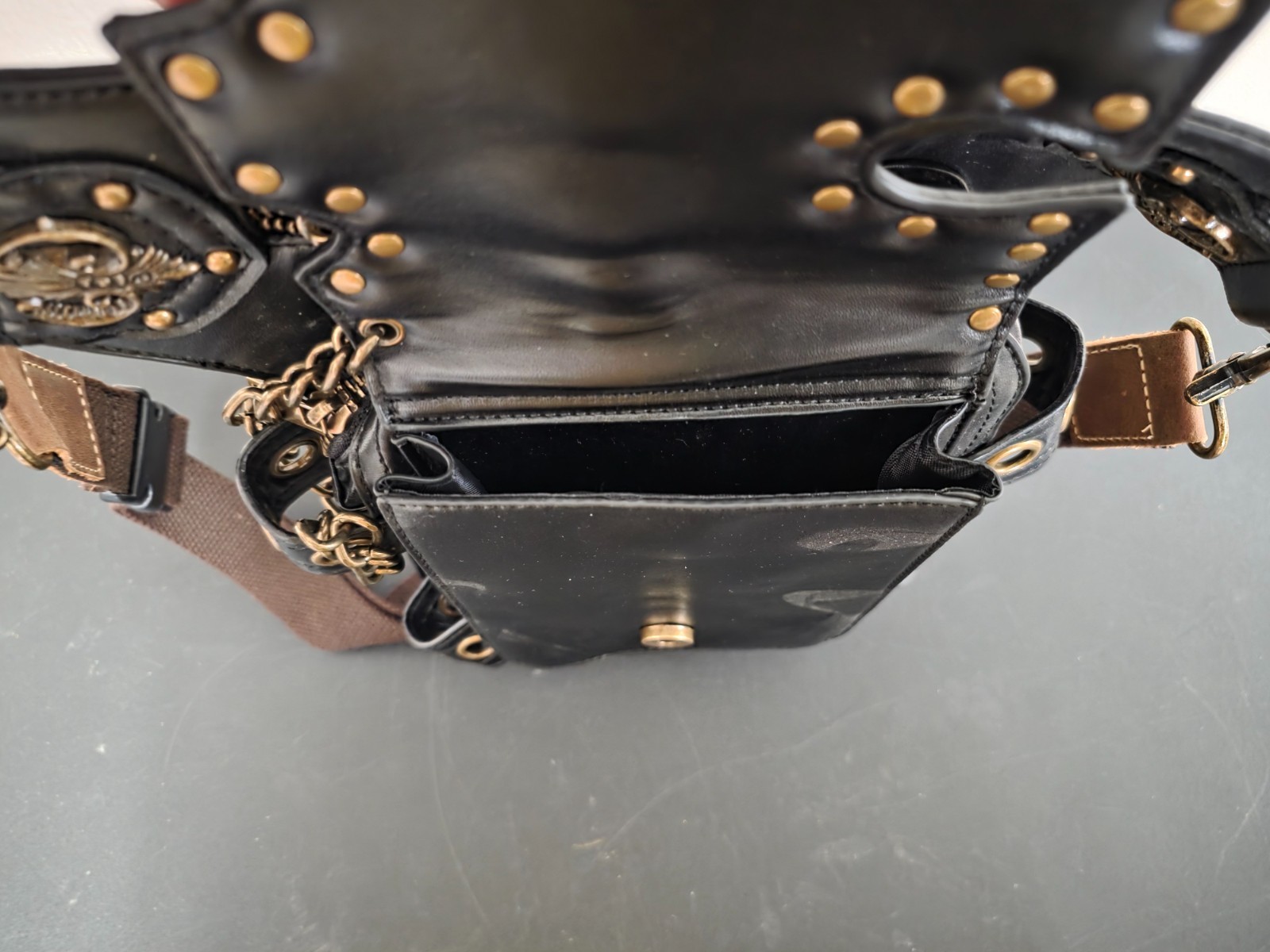 Men Women Waist Bag Faux Leather Gothic Steampunk Biker Cosplay