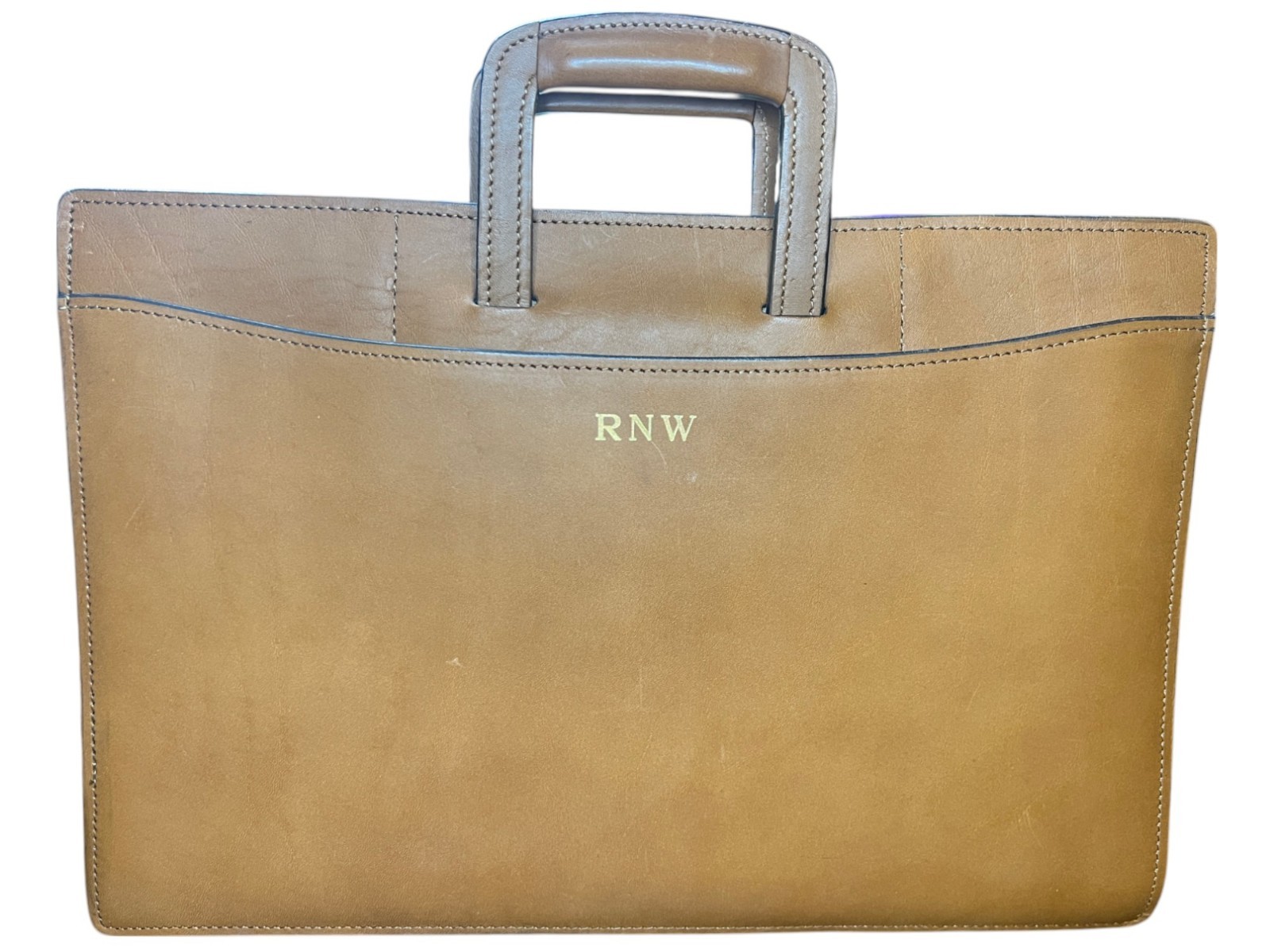 Vtg Schlesinger Brothers Leather Briefcase California Saddle Hide Cow Work Wear