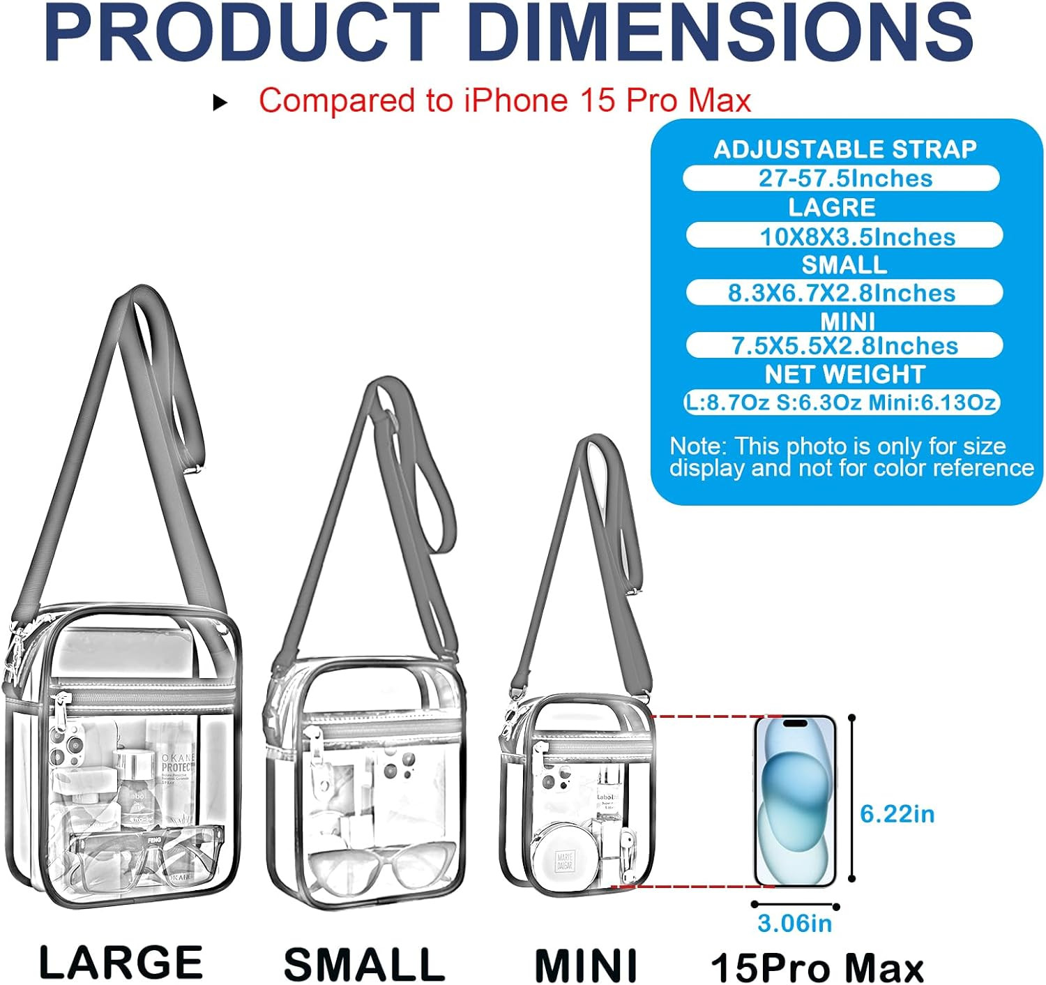 Clear Purse Stadium Transparent Messenger Bag Stadium Approved for Men and Women