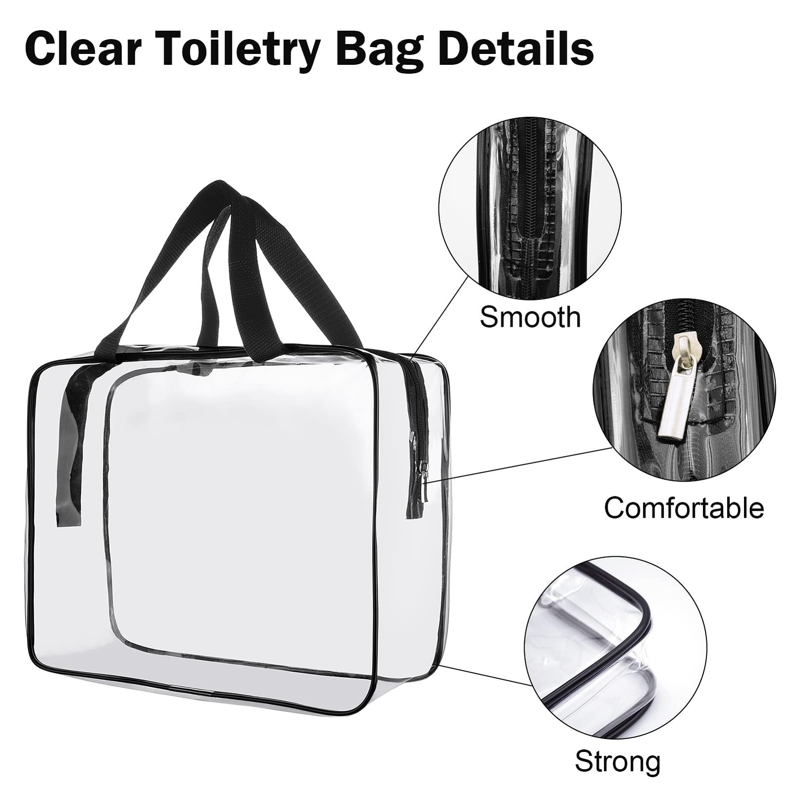 Cosywell Clear Toiletry Bag Quart Size 2Pcs Travel Makeup 2L,