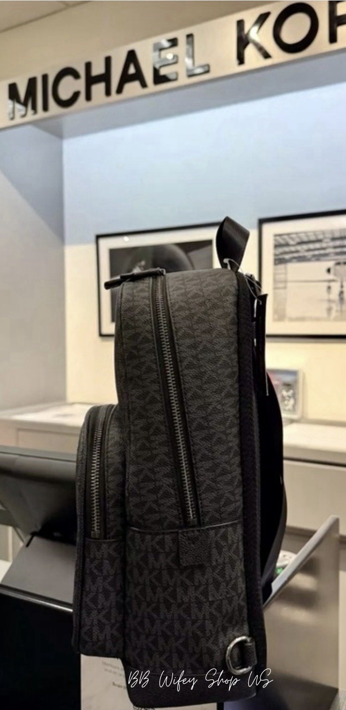 Michael Kors Cooper Commuter Sling Pack Backpack Signature Logo Black