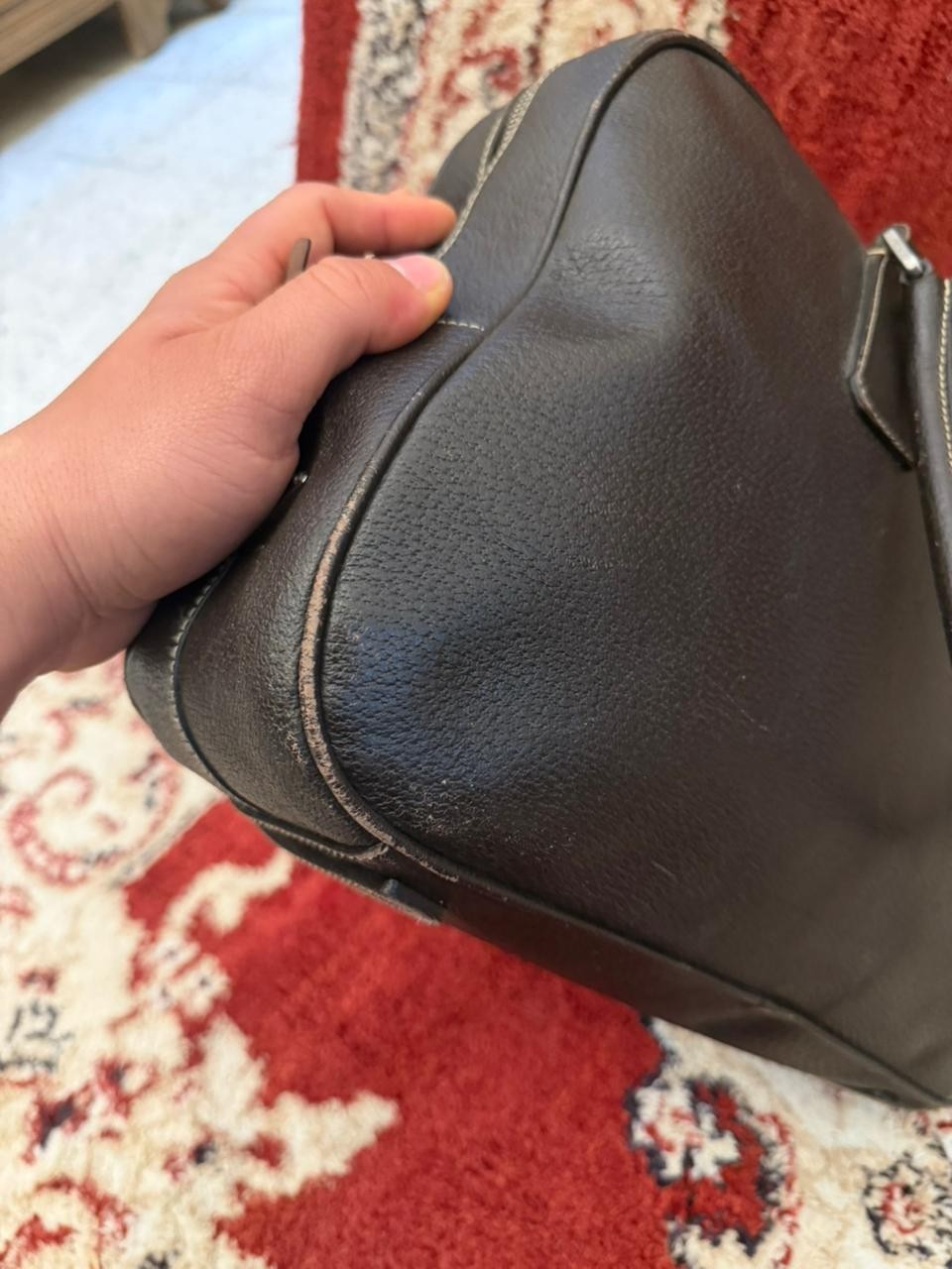 Prada Leather Briefcase Bag Safaiano Brow Luxury Shoulder Travel
