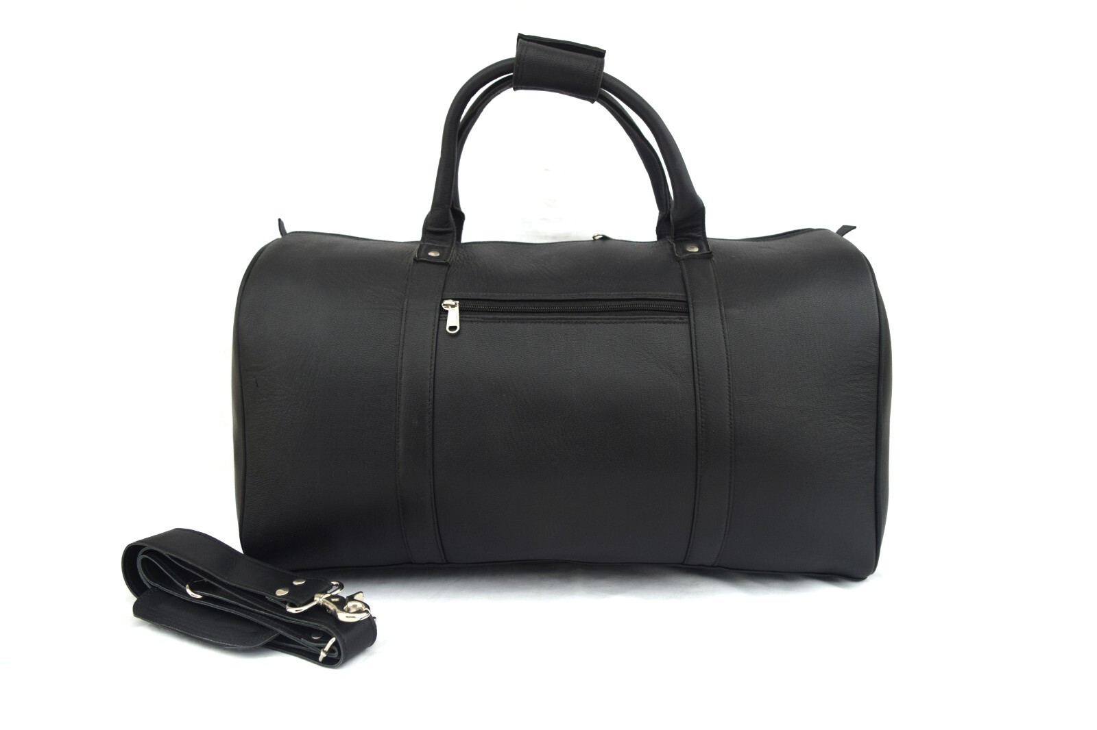 20 In Black Leather Duffle Bag Travel Aircabin Carryon Luggage Handbag Holdalls