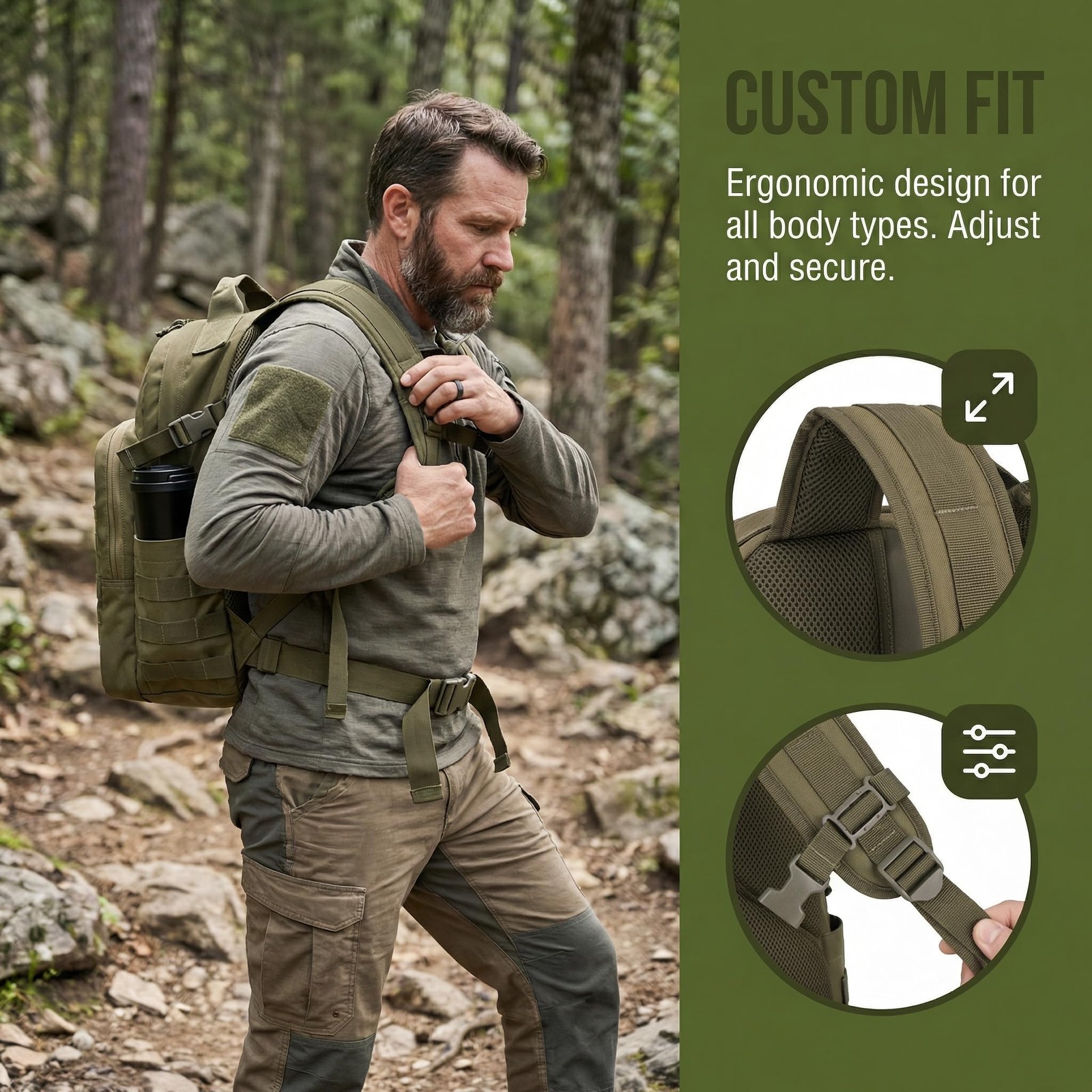 Tactical Backpack for Men 30L Military Backpacks Concealed Carry Bags with Gu…