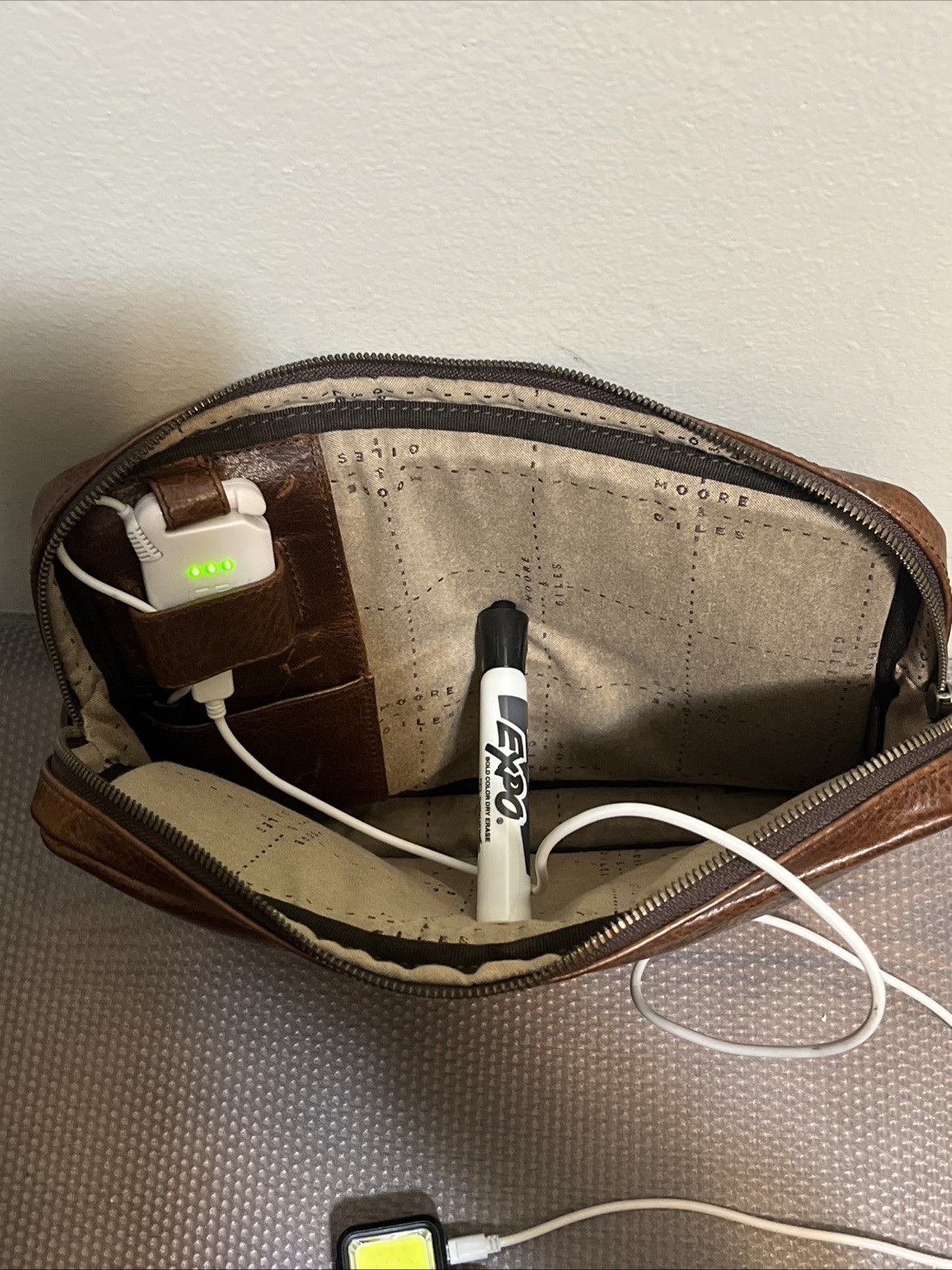 Moore & Giles Leather Tech Pocket Titan Milled Brown With Built In Powder Bank