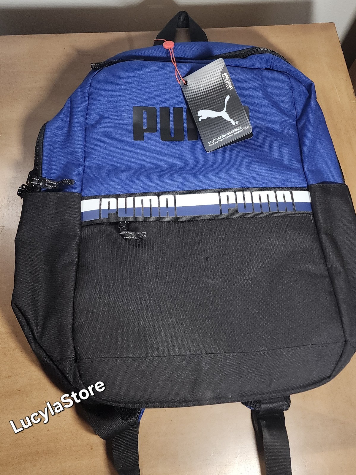 17.5 in Puma Speedway Laptop Backpack Padded Adjustable Shoulder Strap Blue