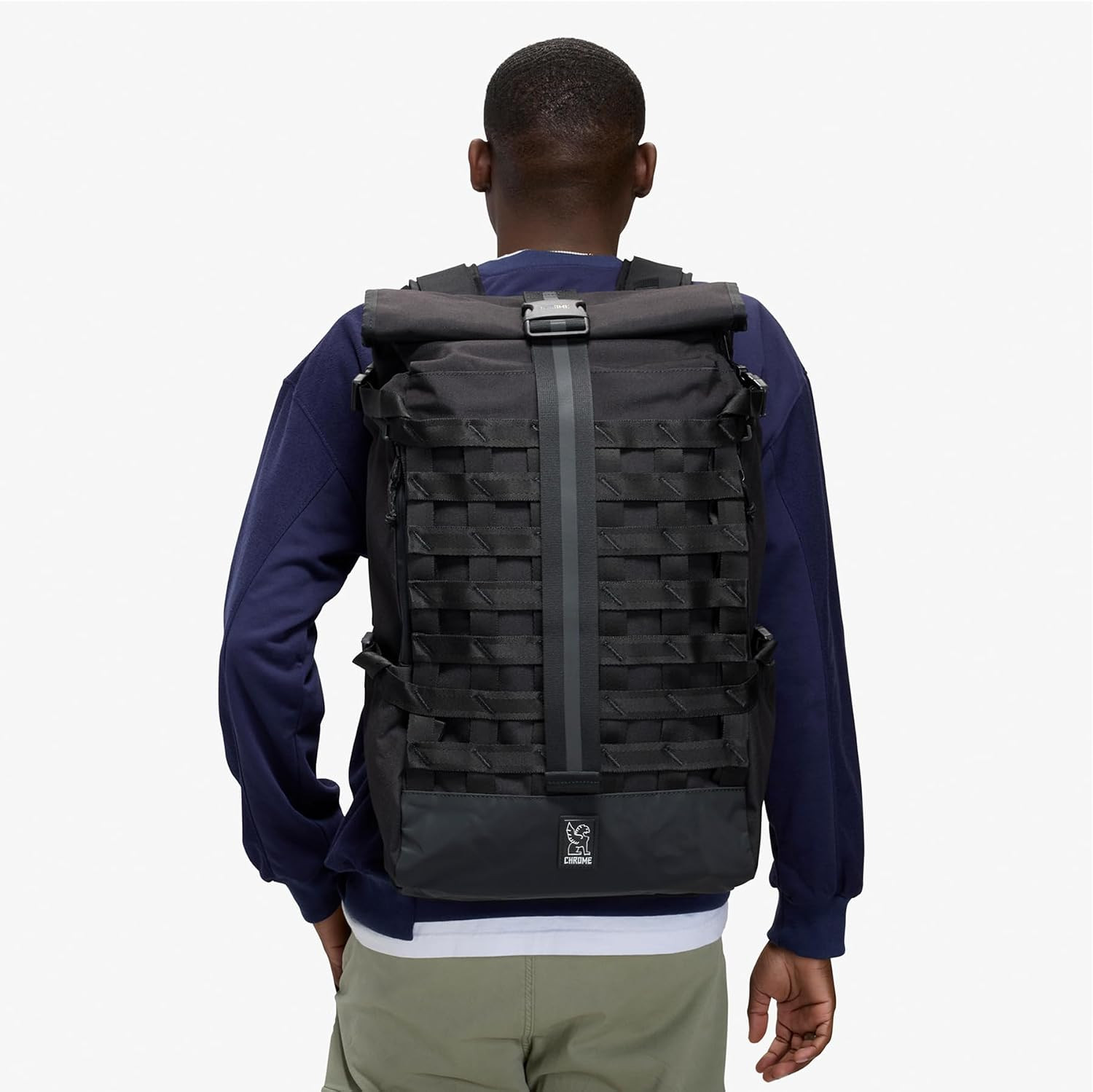 Industries Barrage 34L Black Roll-Top Backpack – Water Resistant Bag for Work, S