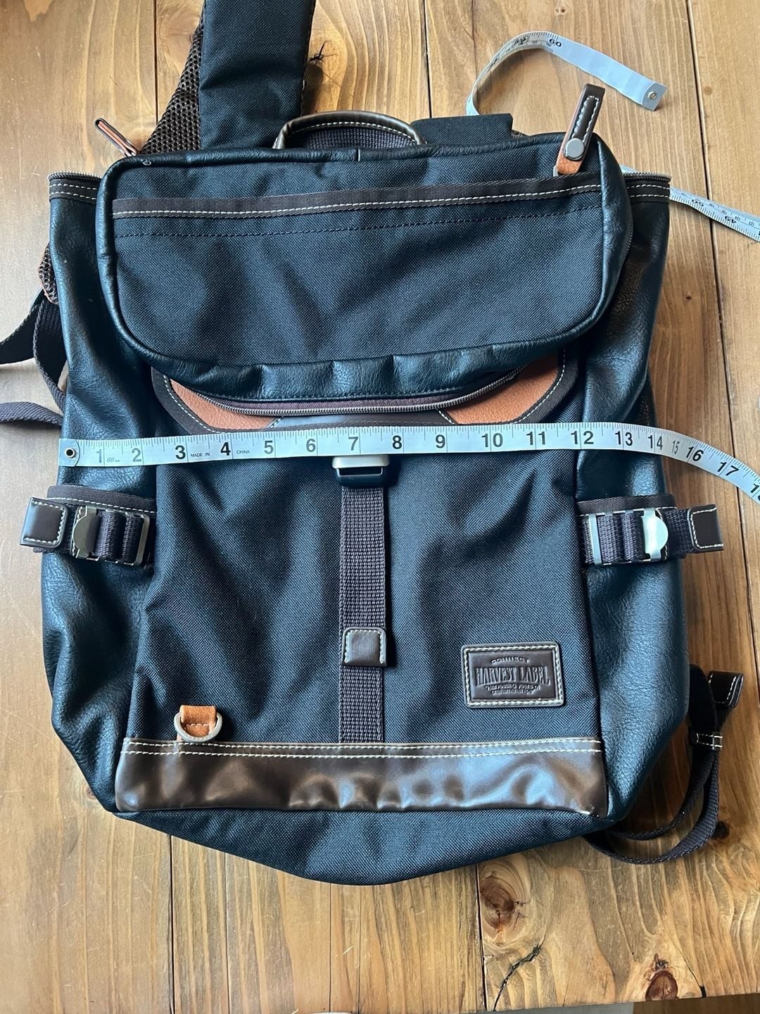 Harvest Label Connect Backpack Black and Brown Leather Trim