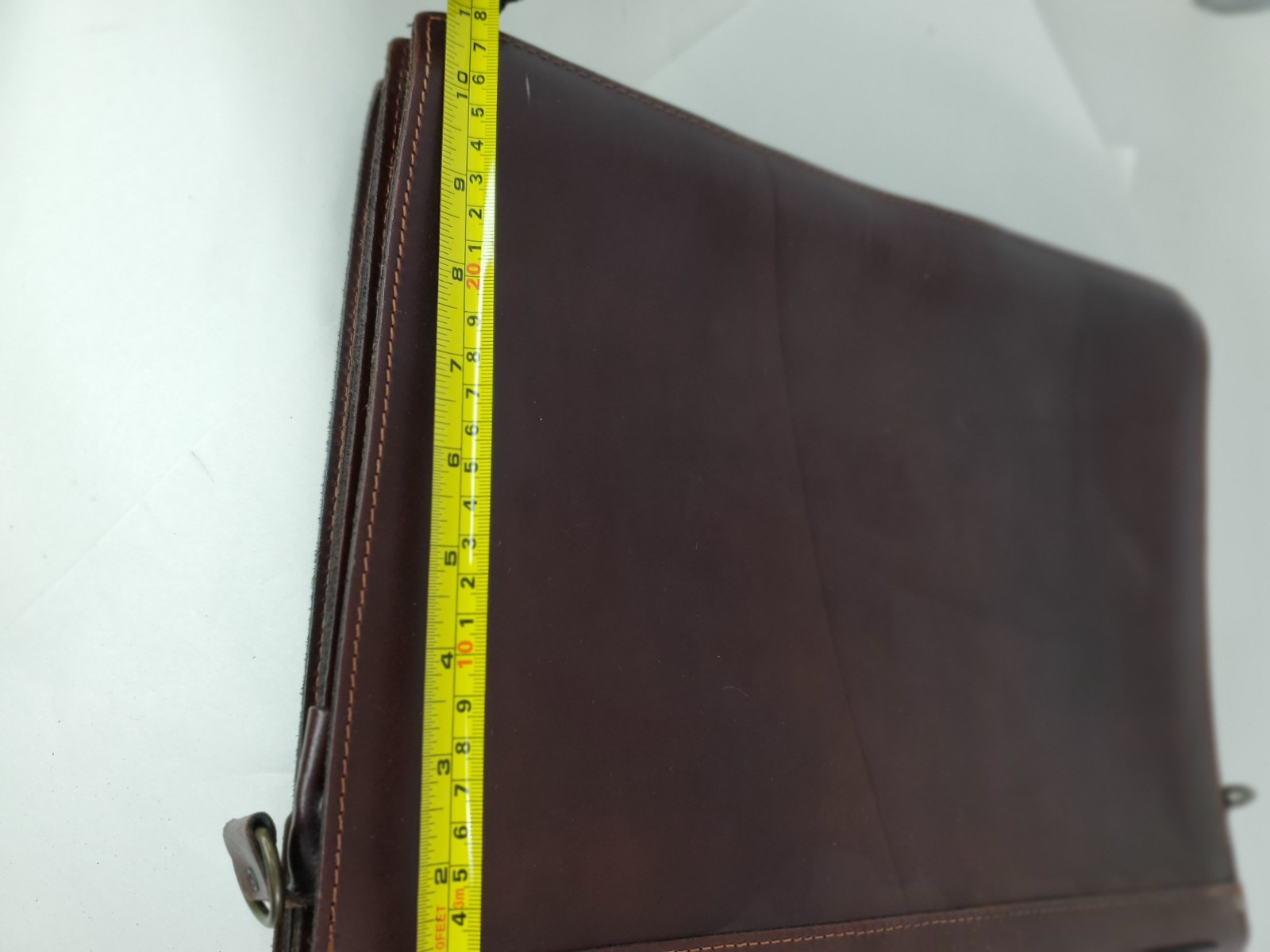 Tan Brown Leather Breifcase Genuine Vintage HandMade In Greece 15 X 11