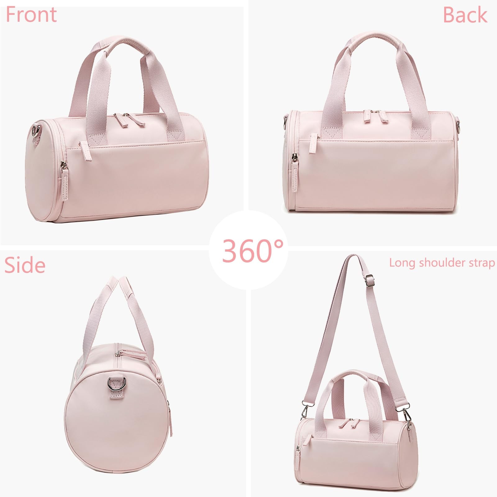 Mini Gym Bag for Women 12 Inch Cute Small Duffle Workout Sport Yoga Pink Bag