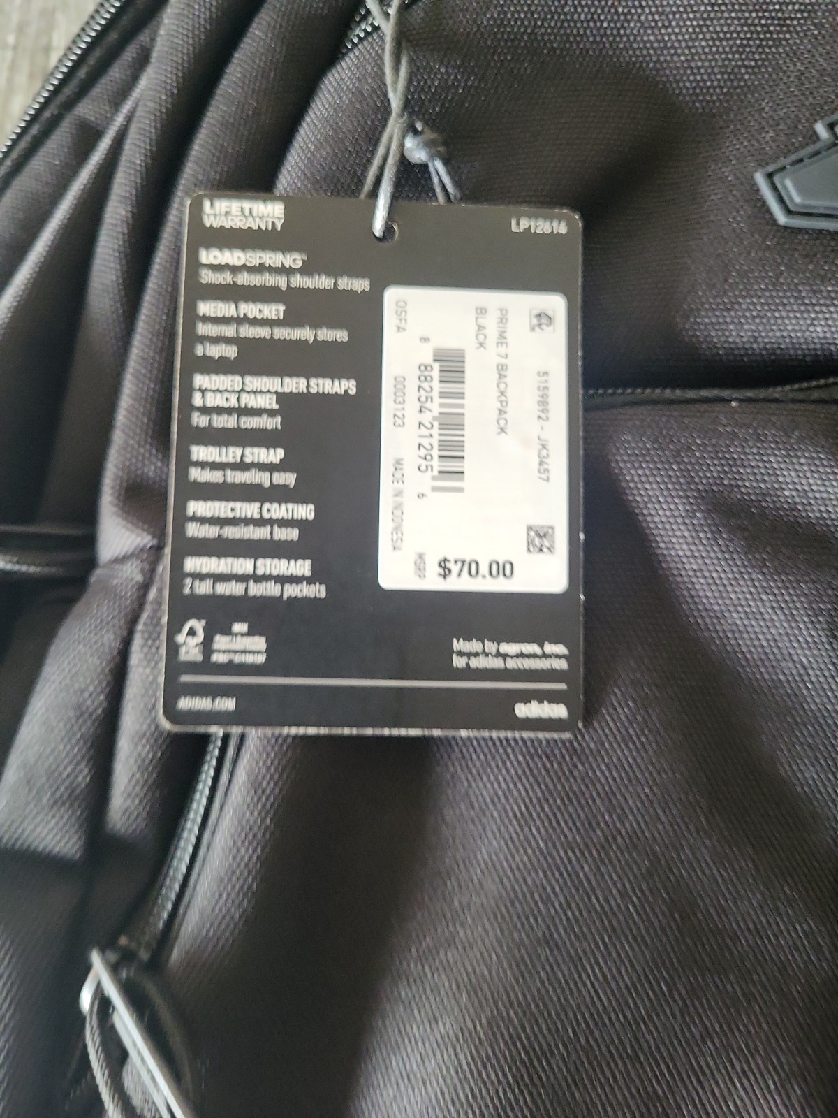NWT Adidas Prime 7 Backpack Brasilia Student Hustle Sport Classic Laptop Black