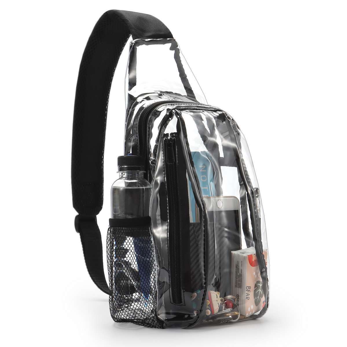 Clear PVC Sling Bag Transparent Stadium Adjustable Shoulder Crossbody Backpack