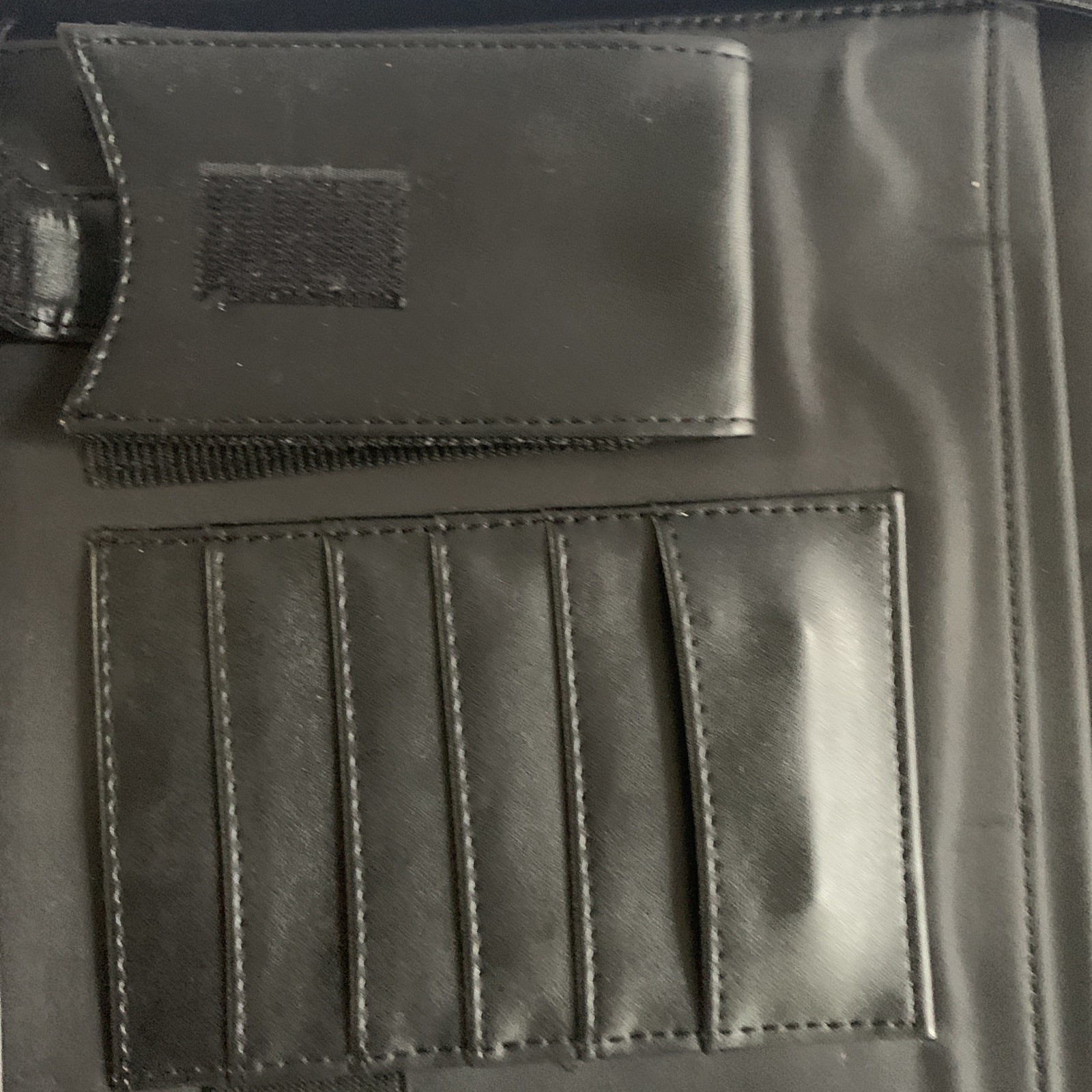 Attache Portfolio Briefcase Bag Black Faux Leather Retractable Handle Travel 13”