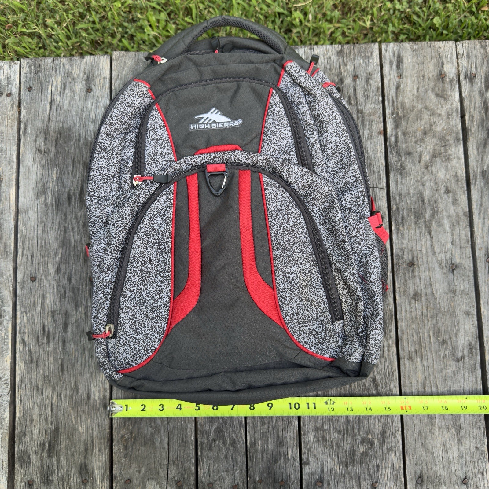 High Sierra Laptop Backpack Gray Black W/ Red Trim Multi Compart Travel School