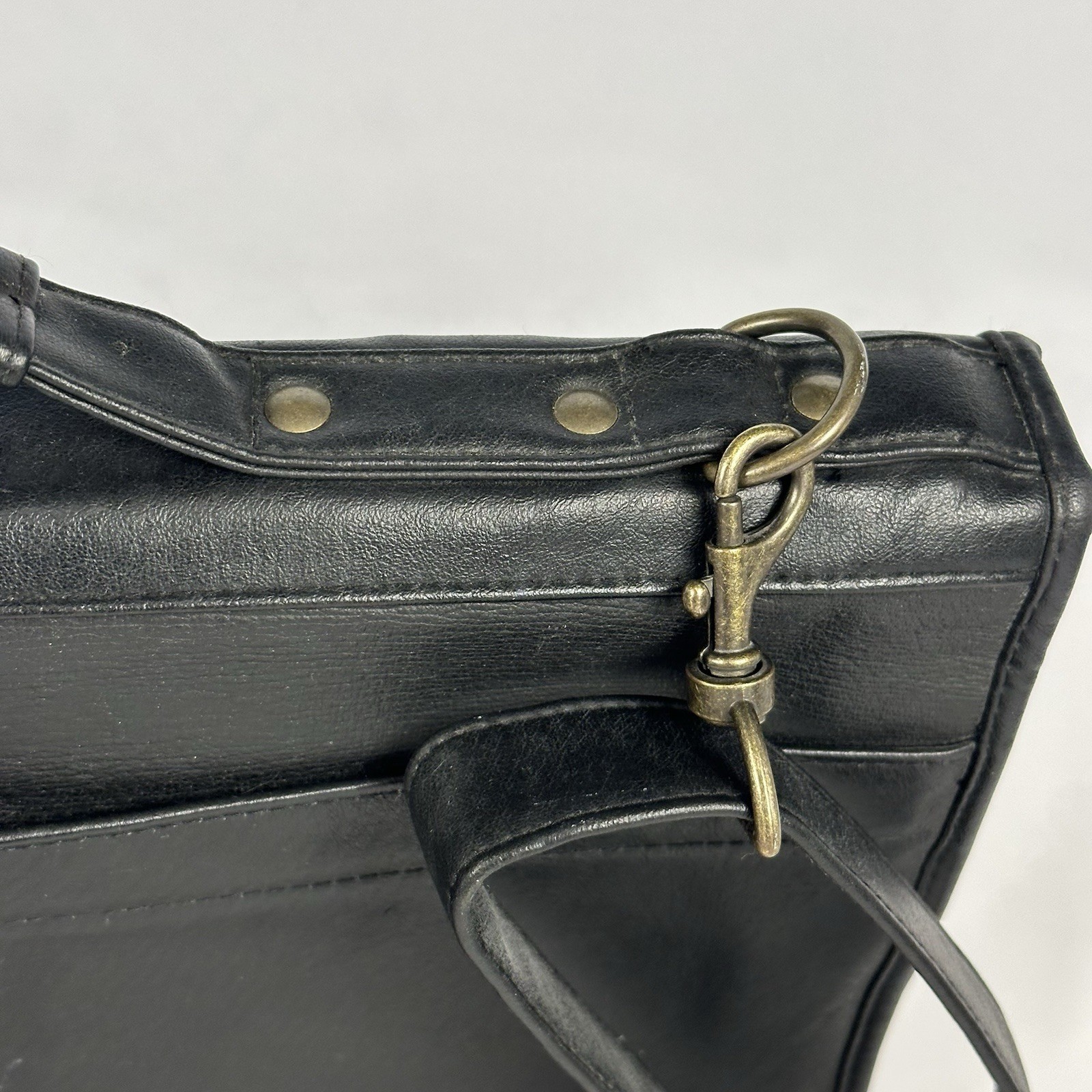 Vintage Bill Blass Leather Briefcase Messenger Bag Black Multi Pocket Work