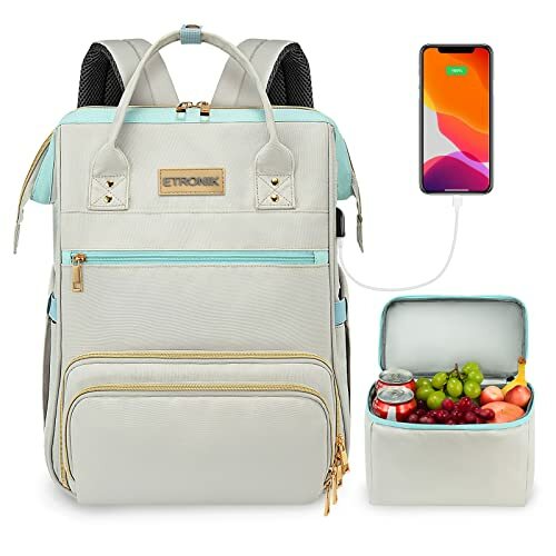 Lunch Backpack For Women 15.6 Inch Laptop Backpack With Usb Portcollege School