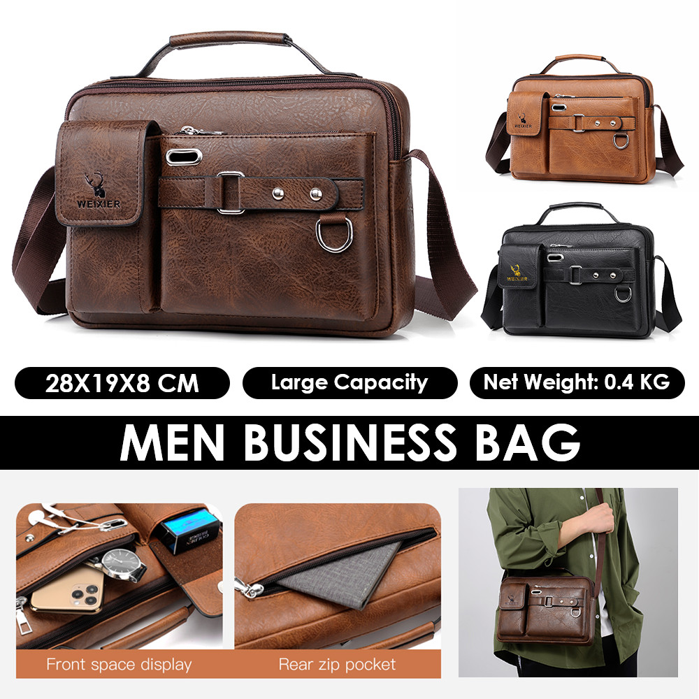 Men’s Handbag Shoulder Bag Leather Business Briefcase Crossbody Casual Fashion