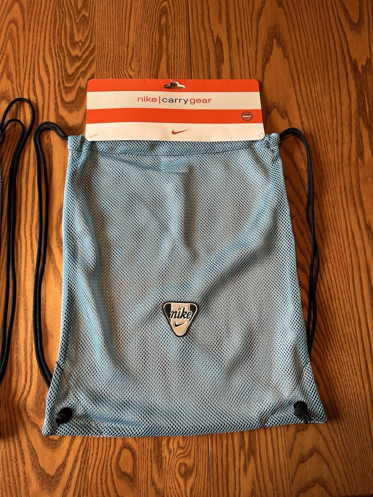 vintage NOS Nike mesh drawstring cinch gym bag carry gear blue grey Y2K 1990s
