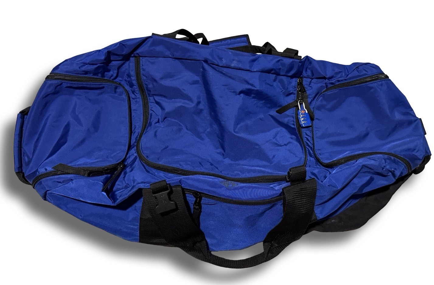 LL Bean Duffle Bag Medium Adventure Royal Blue/Black Travel Gym Nylon 05382 VTG