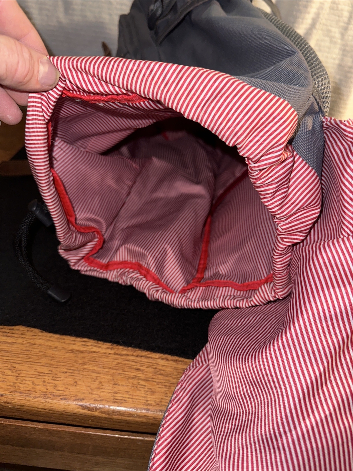 REAL! Kaukko Back Pack Vintage And Vogue Red Striped Lining Very Nice Large Size
