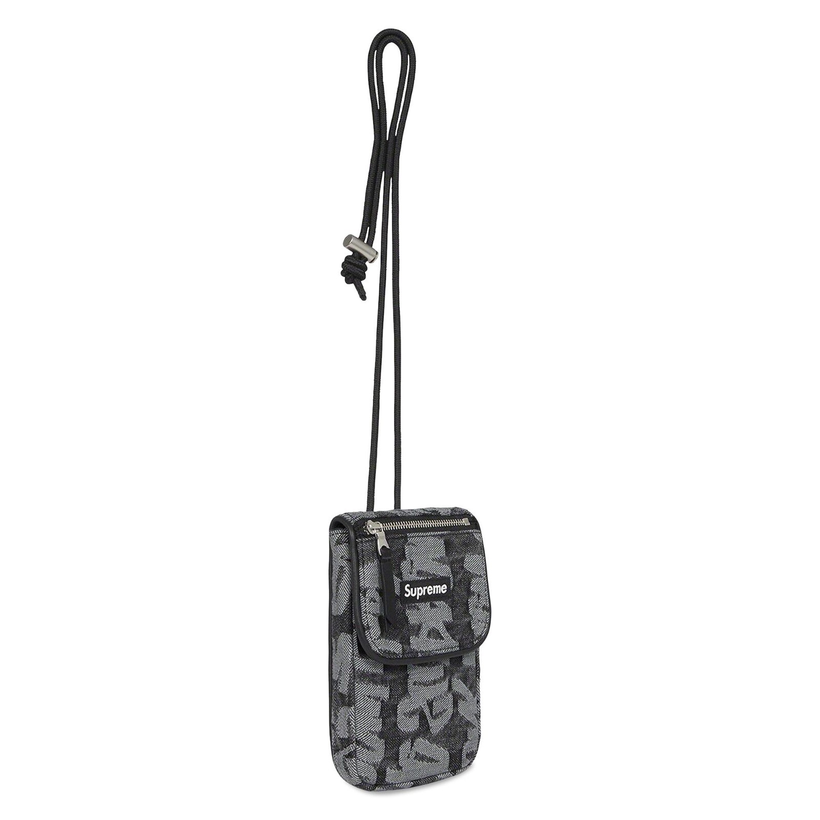 Supreme Shoulder Bag SS22 Fat Tip Jacquard Denim Neck Pouch Grey RARE