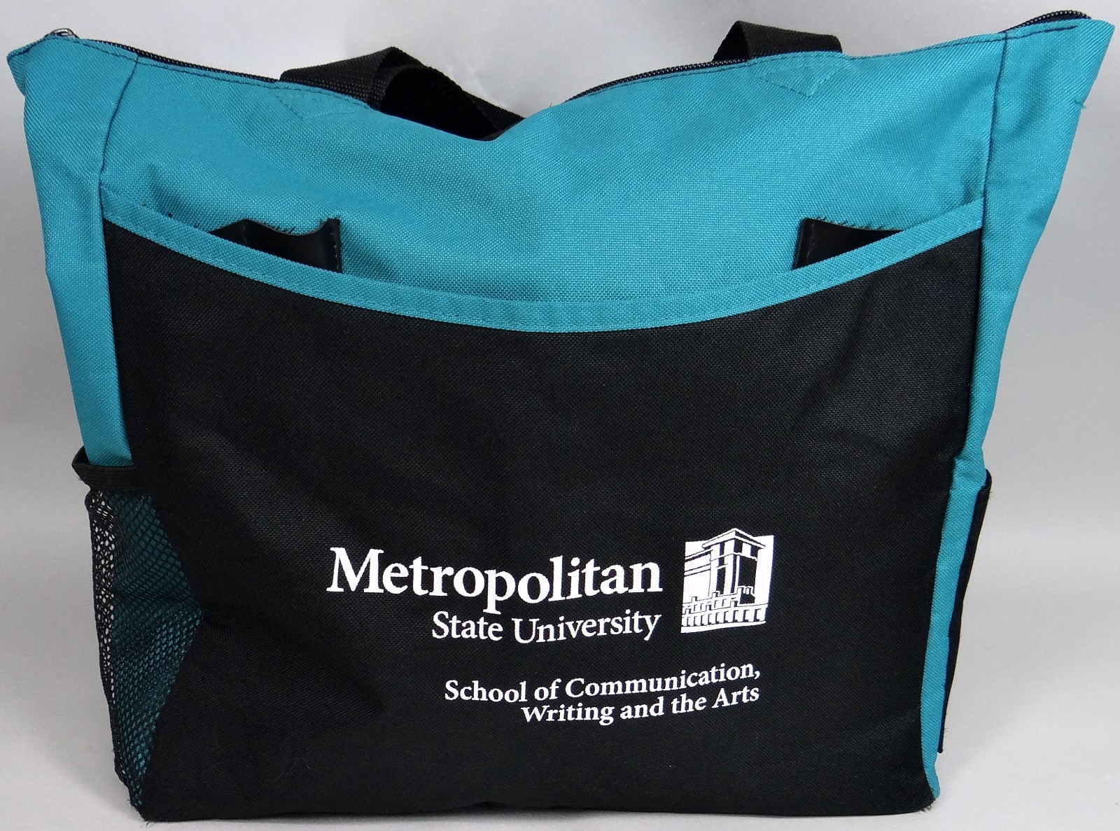 Canvas Tote Bag Metropolitan State University Zip Closure Flap Pen Pockets Zip