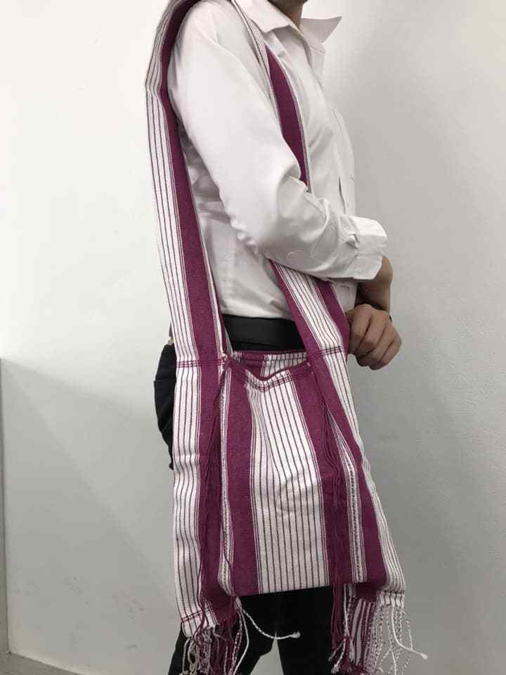 Thai hill tribes sling bag handmade from fabric cotton 100% shoulder strap